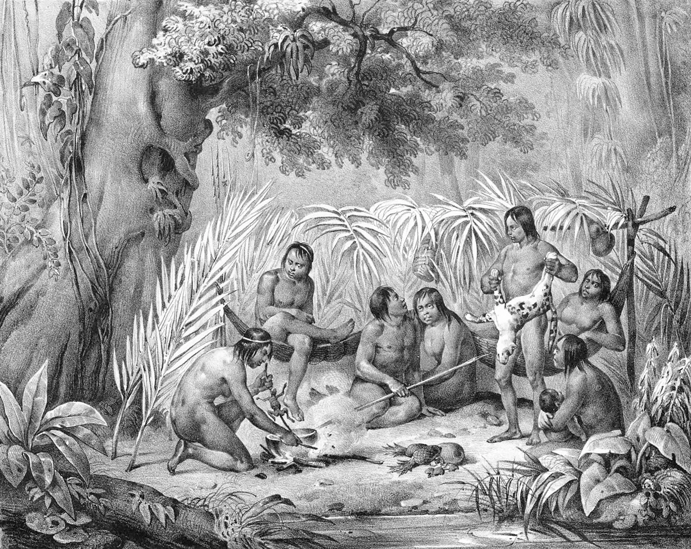 Natives in their hut