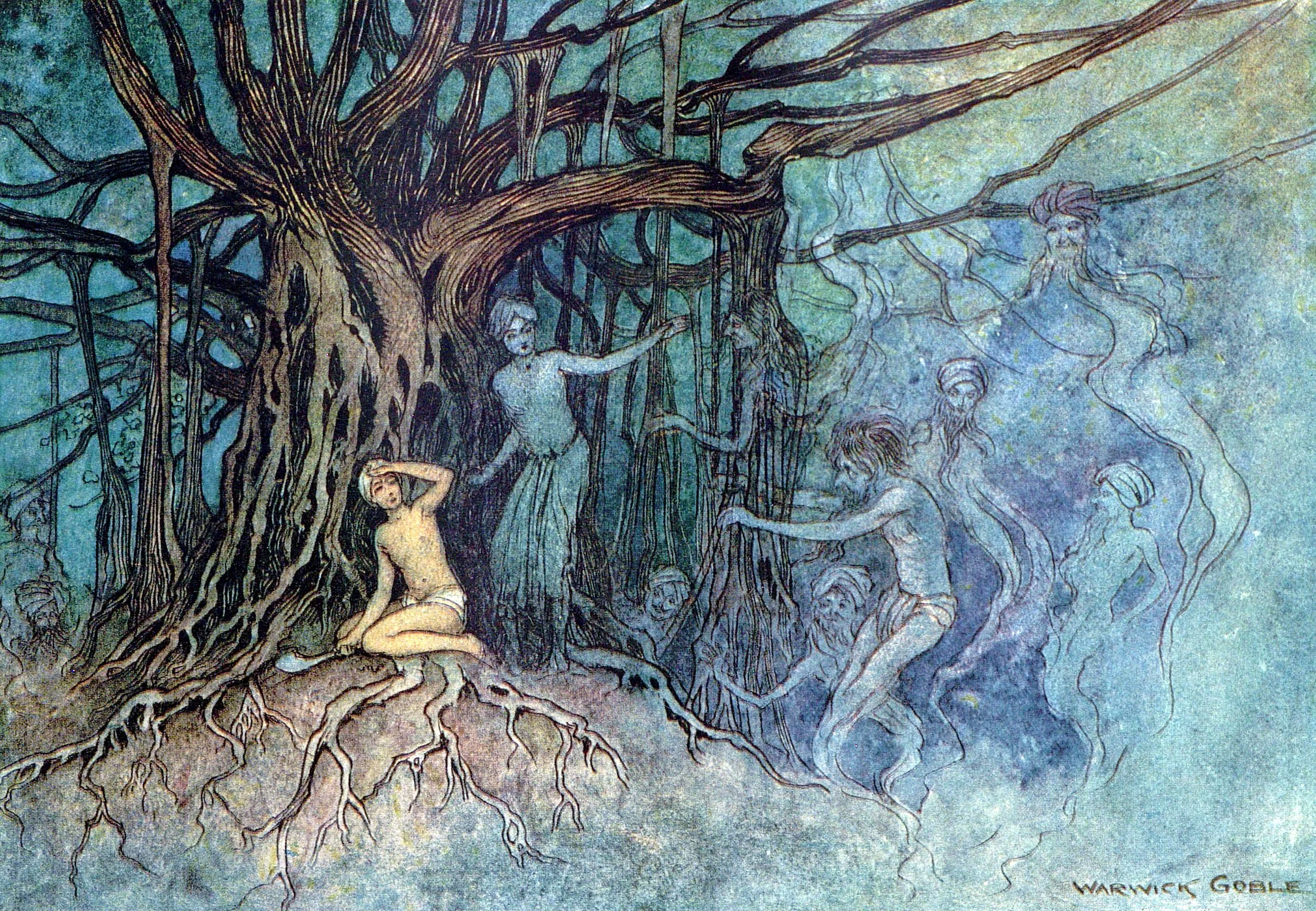 The moment the first stroke was given, a great many ghosts rushed towards the Brahman