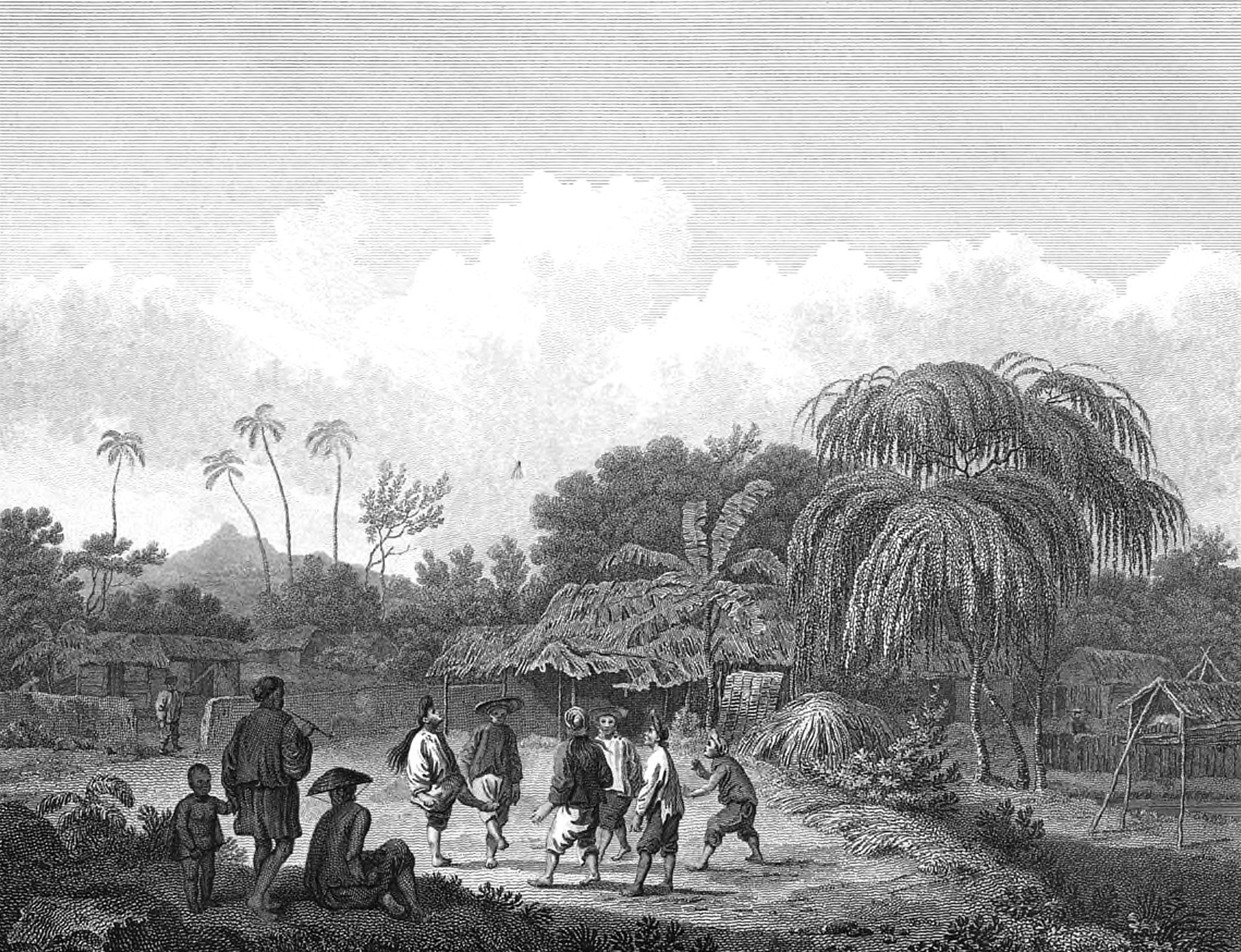 Natives of Cochin-China, playing at Shittlecock with their feet