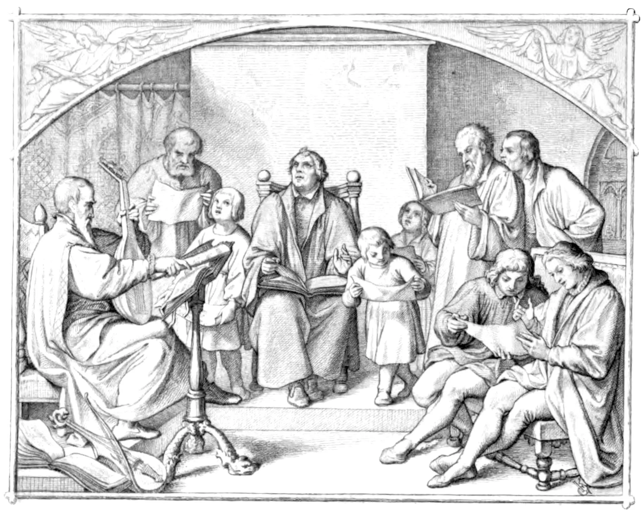 Luther's Singing School in the house, and the introduction of the German Hymn