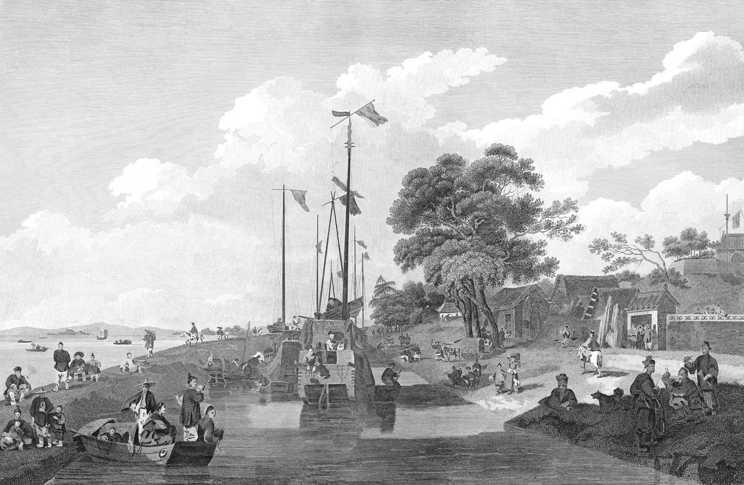 View of the Lake Pao-Yng where it is separated from the Grand Canal by an embankment