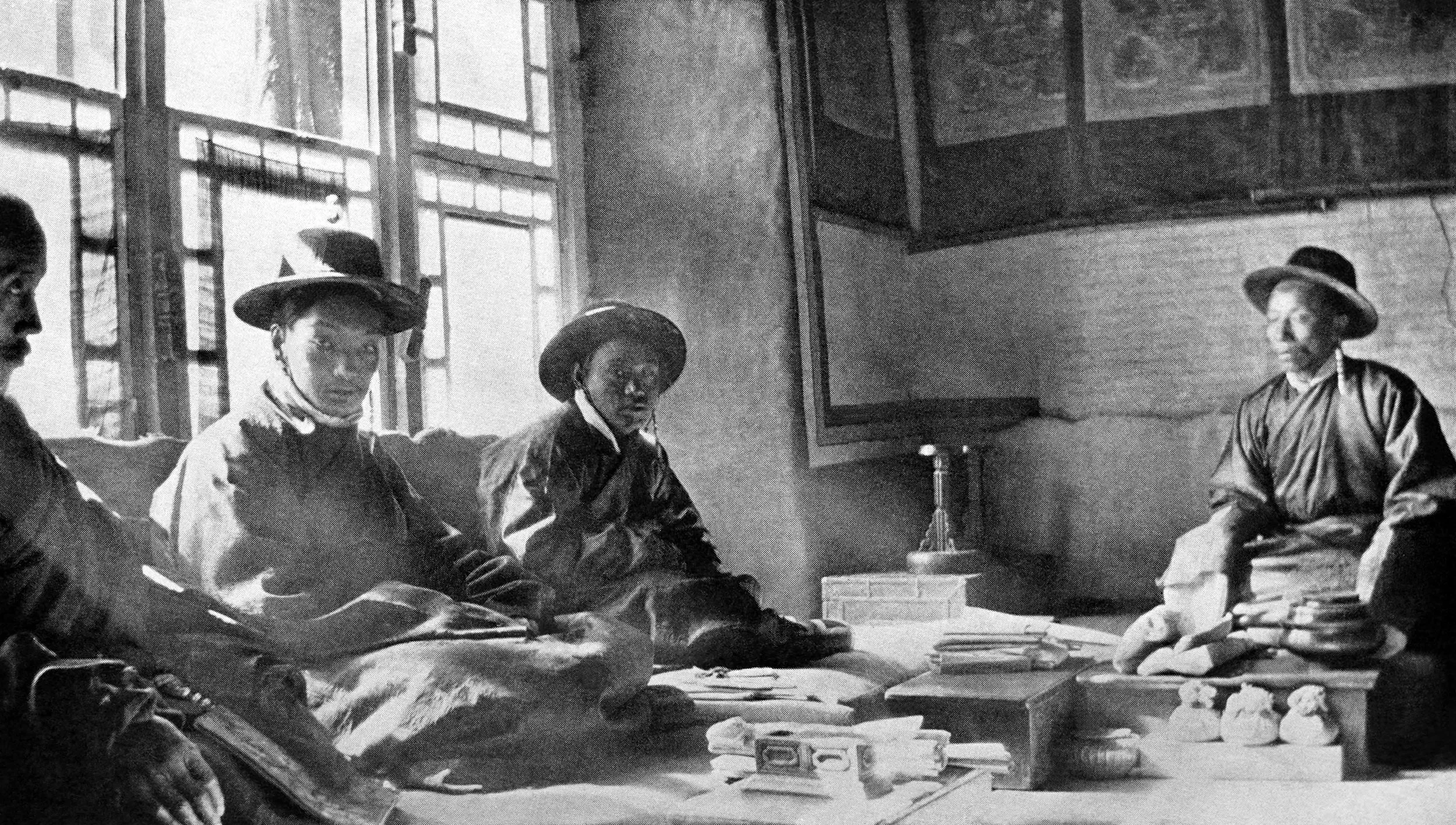 The Tibetan Council, one priest and three layman, in the Council Chamber