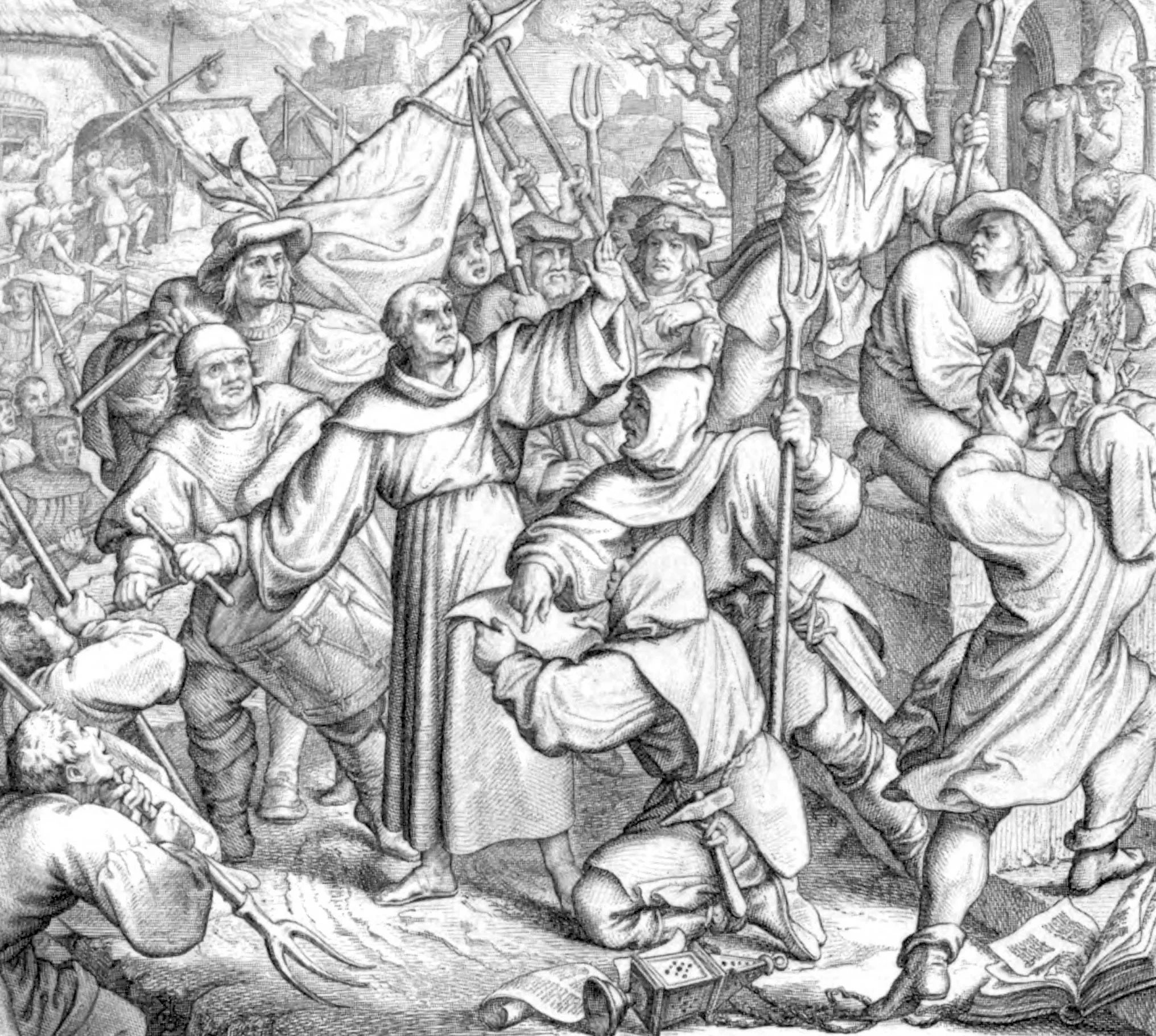 Luther preaching at Seeburg against the Peasants' War in 1525