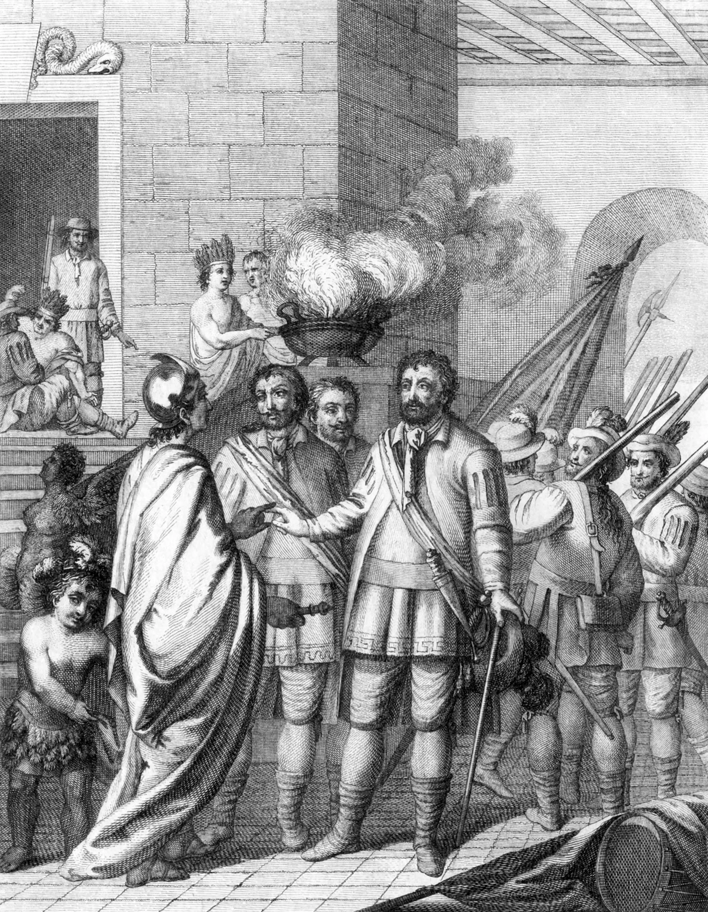 Cortes resolves to resist Panfilo de Narvaez and orders Montezuma to take care of the Spaniards who remained in Mexico