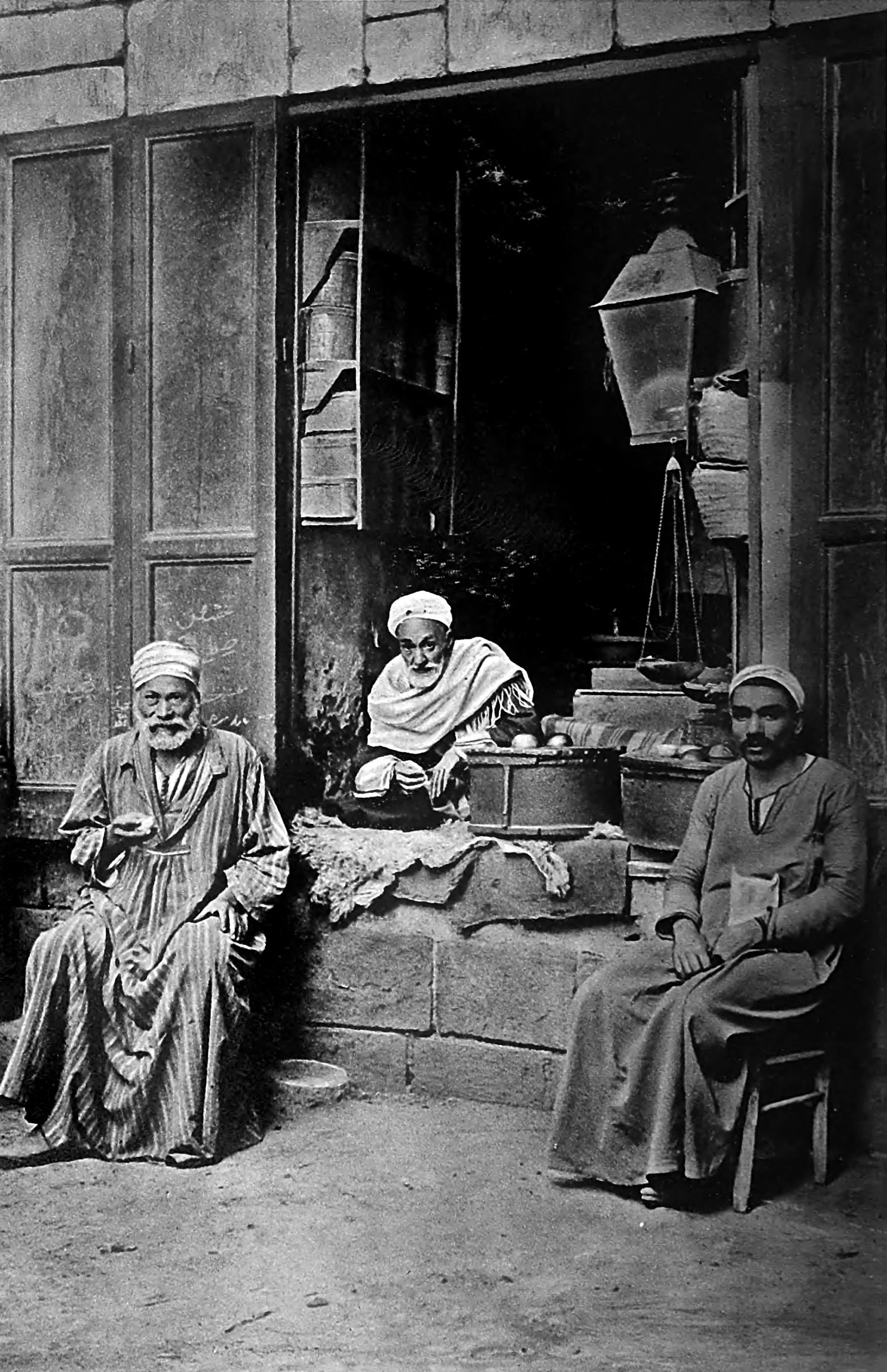 Customers eating at the mastabah in old Cairo