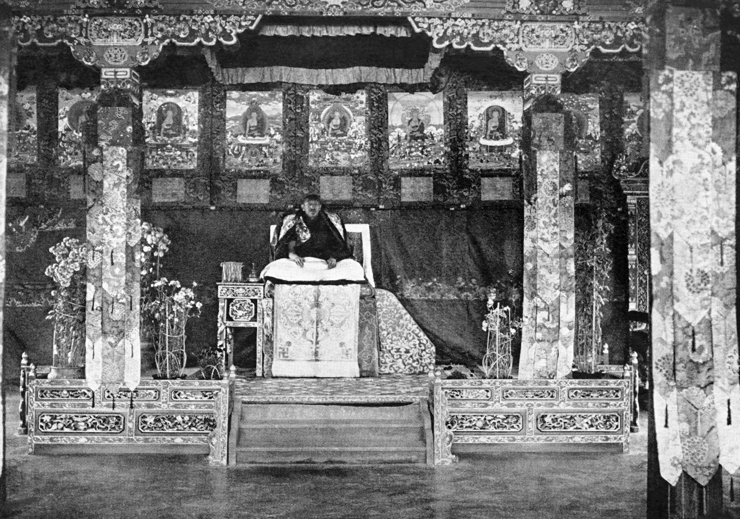 The Dalai Lama on his throne in the Jewel Park