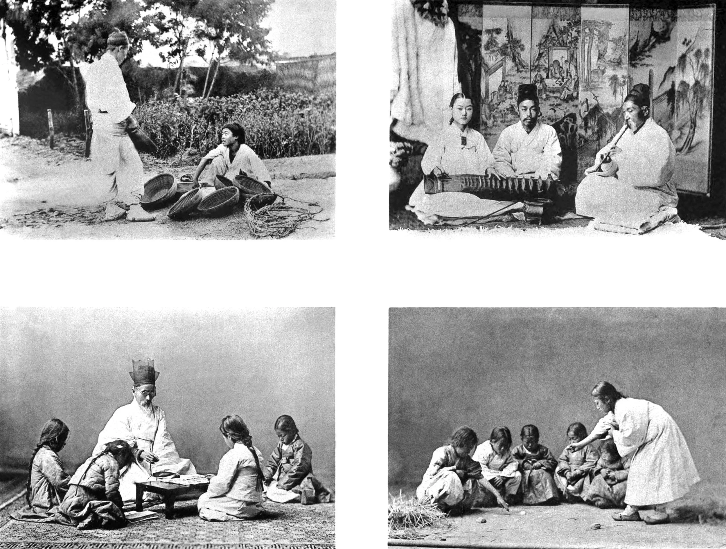 Street Vendor, Singer and Musicians from Cordens, Schoolmaster, and Children from Cordens playing with zapeques