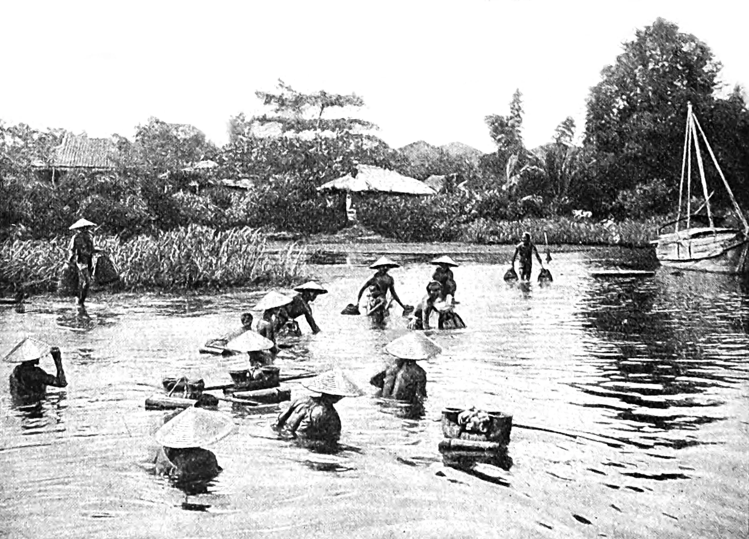Ingenious way of trap-fishing in the waters of Annam