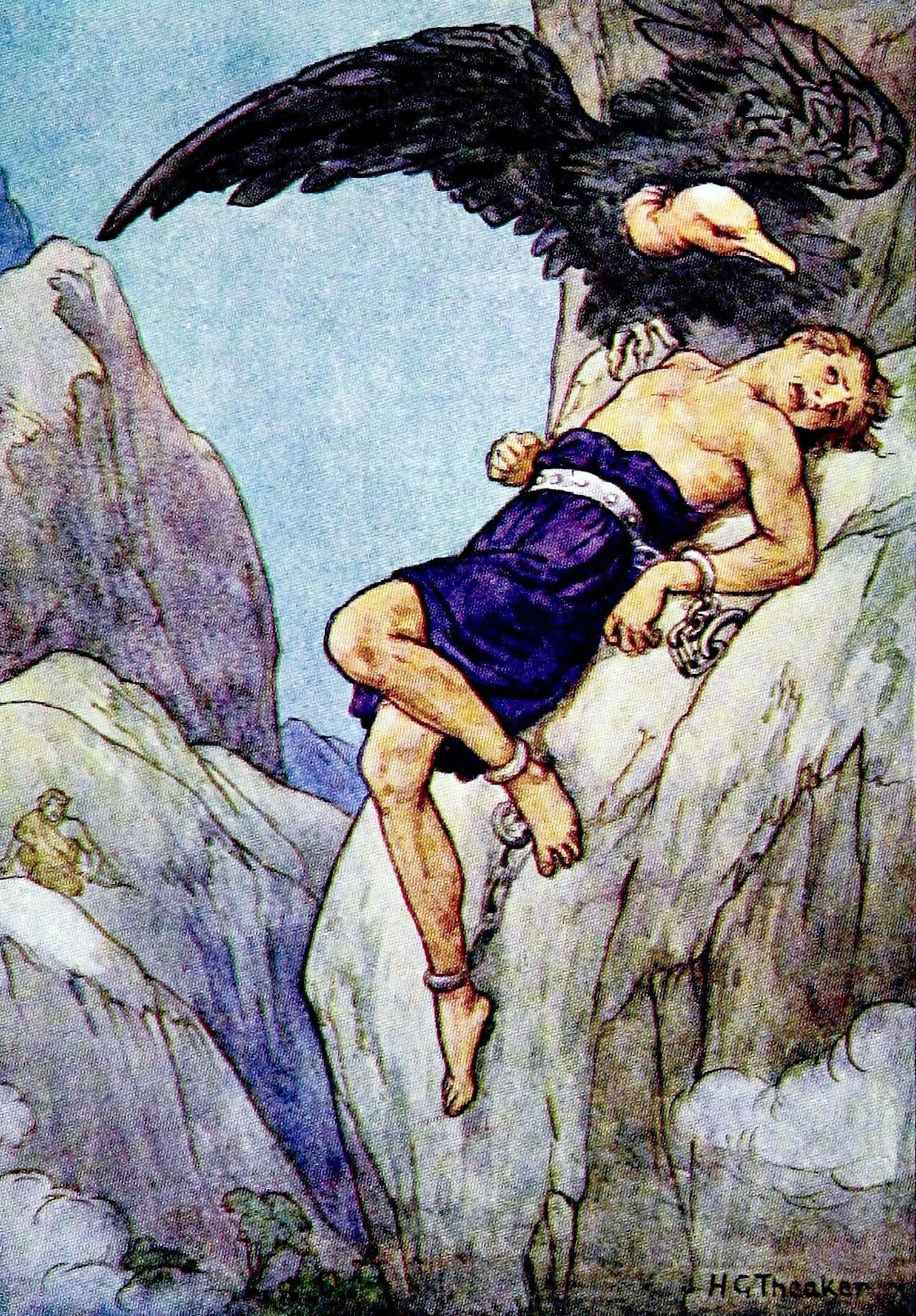 Prometheus chained to a rock