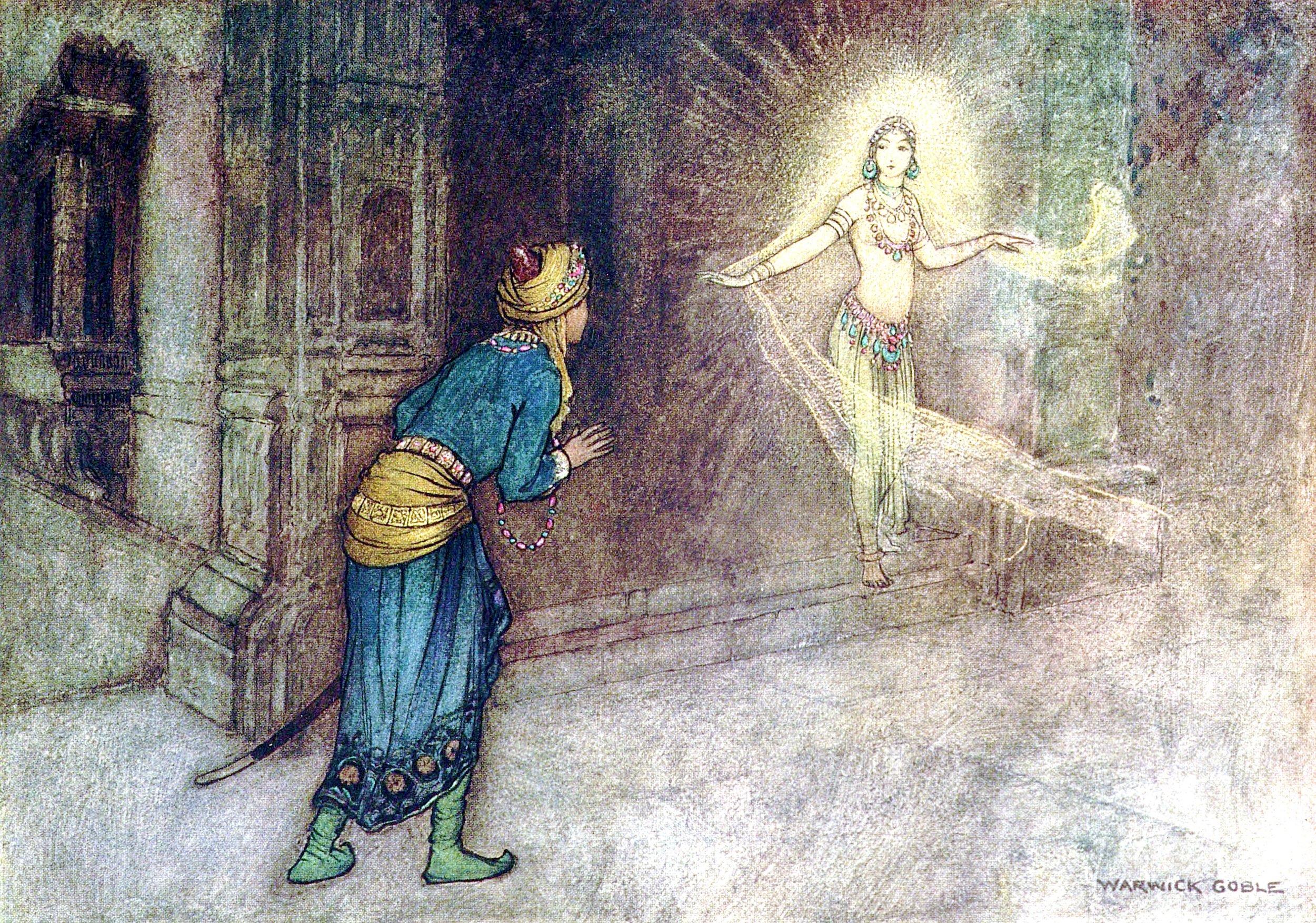 He saw a beautiful woman coming out of the palace