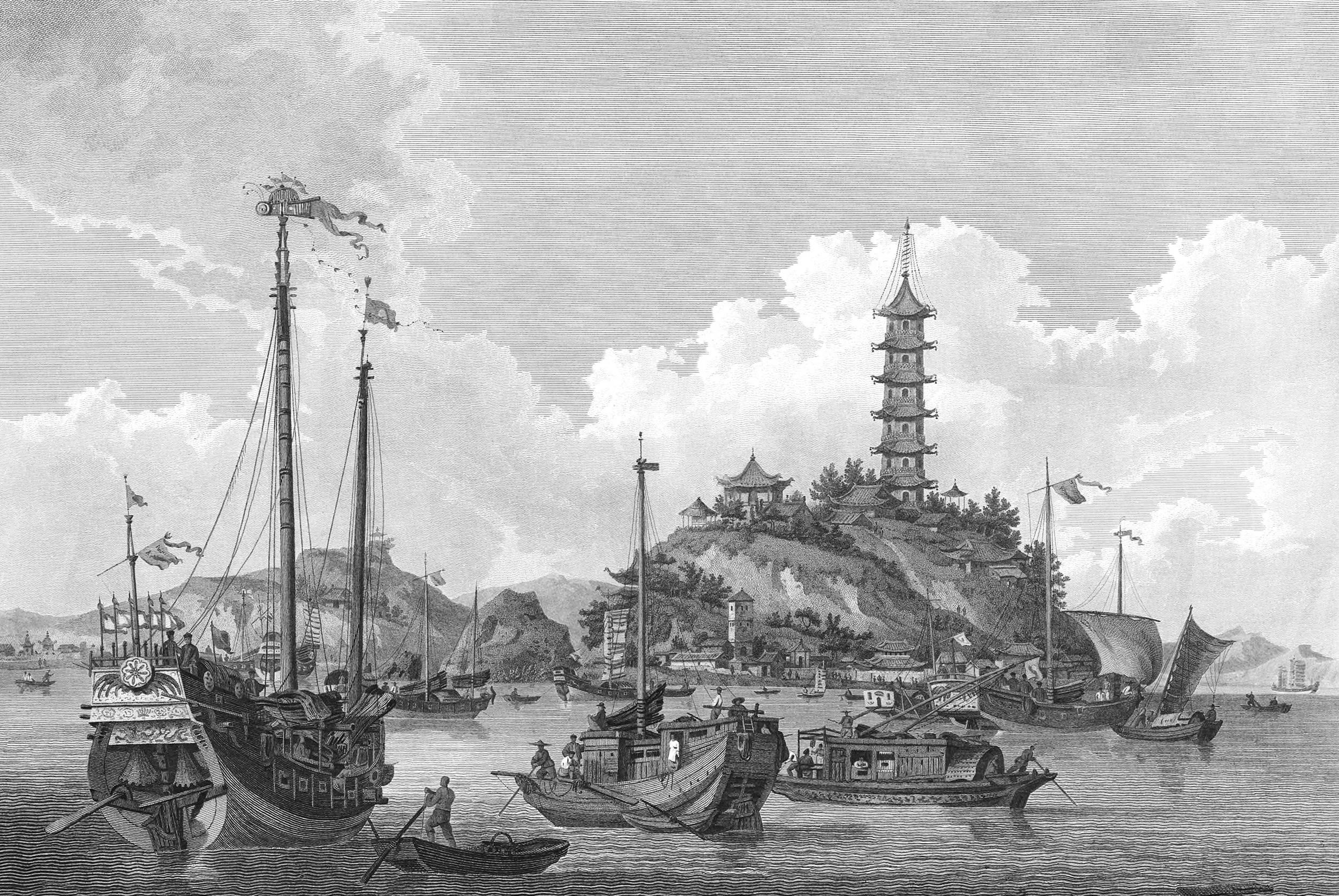 View of the Tchin-Shan, or Golden Island in the Yang-Tse-Kiang, or Great River of China