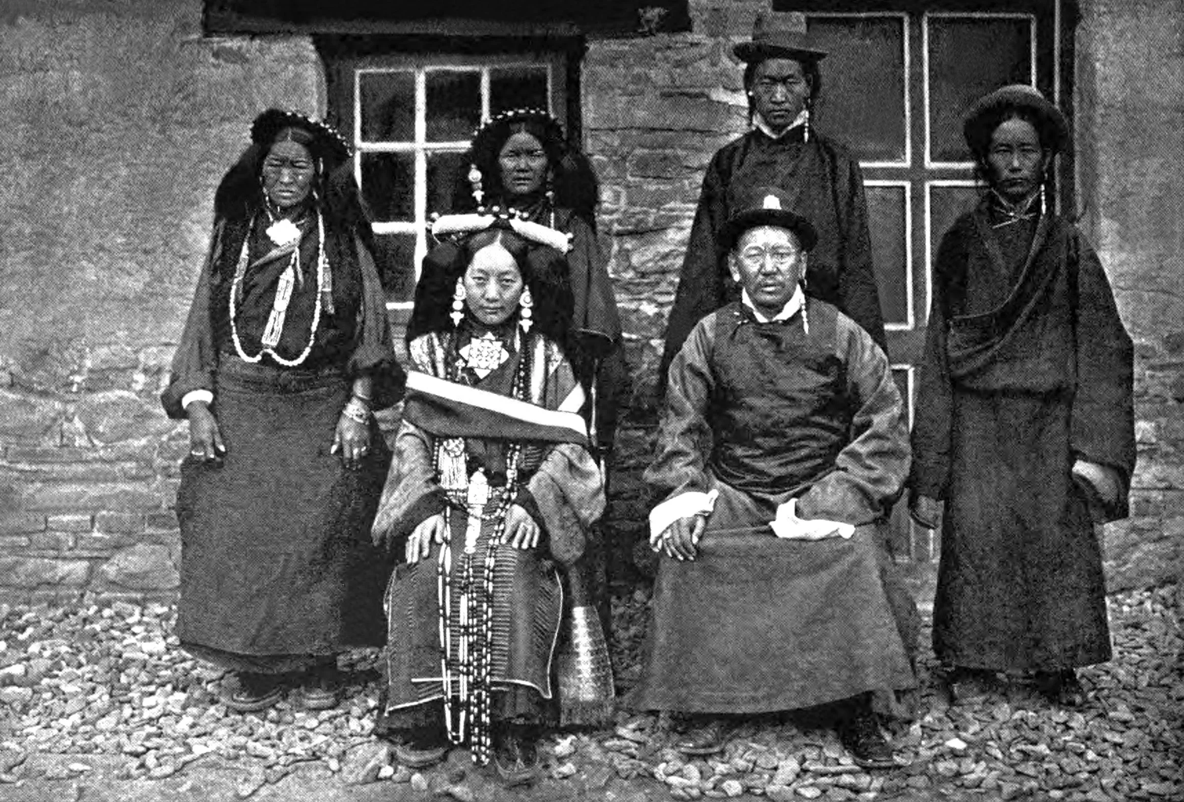 Lhasa nobleman and wife with servants