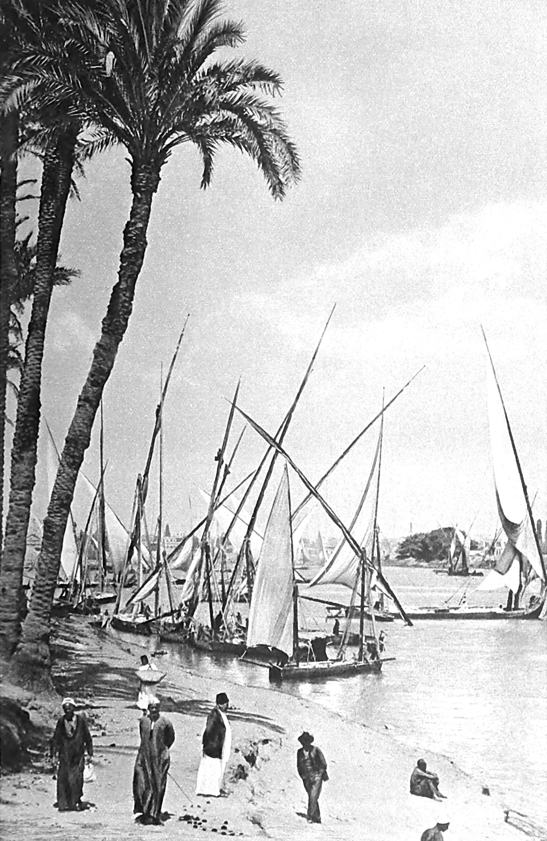 Native argosies are waiting for the Great Nile Bridge at Cairo to open
