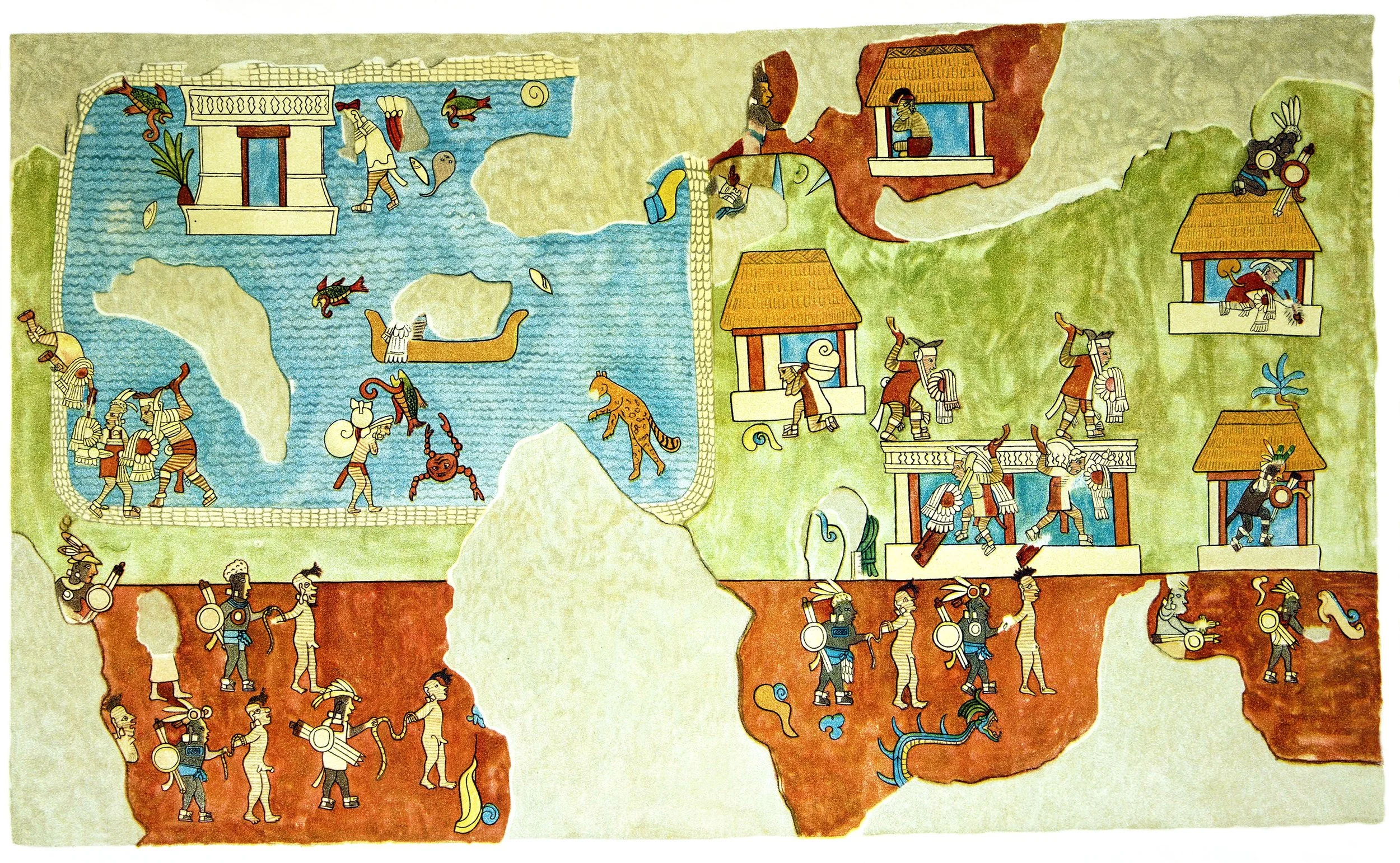Plate 139 Raided Village and Procession of Victors and Captives, Temple of the Warriors