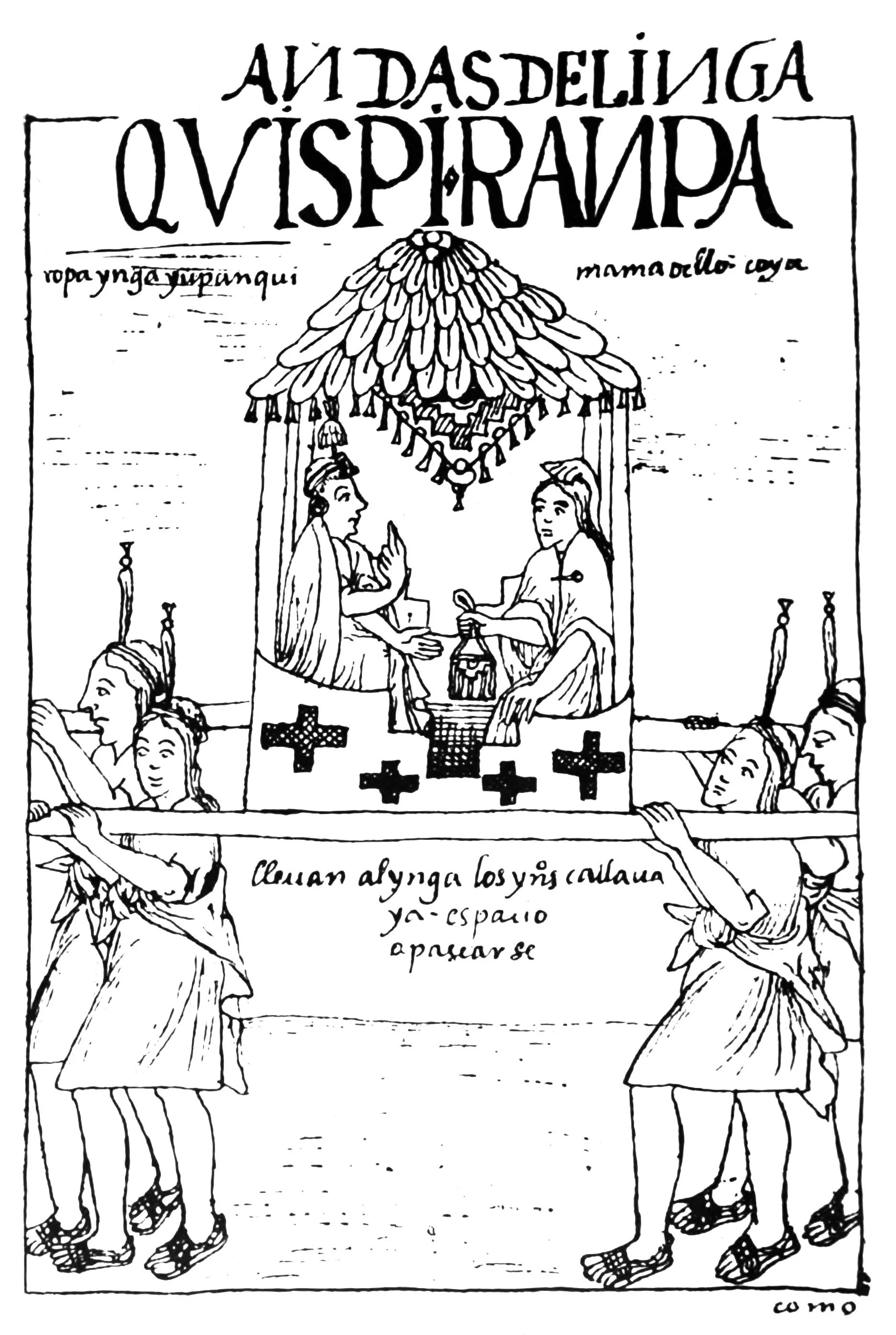 Tupac Inca Yupanqui and his consort being carried in a litter