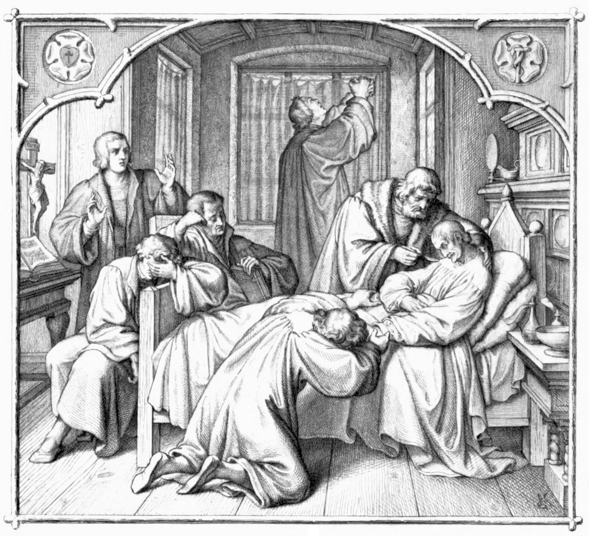Luther in prayer at the bedside of Melanchthon