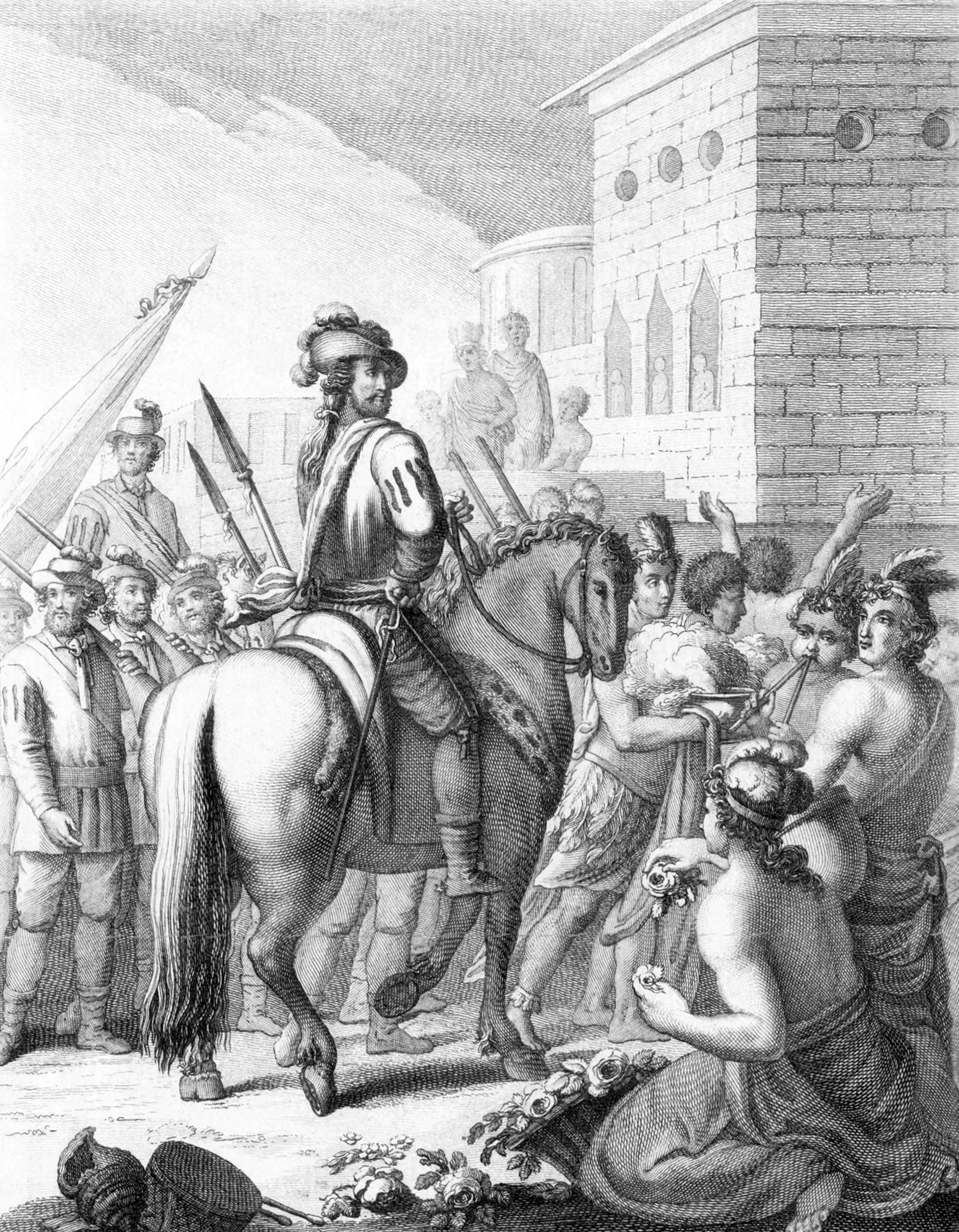 Cortes enters Tlaxcala with his army, and is well received by all the people