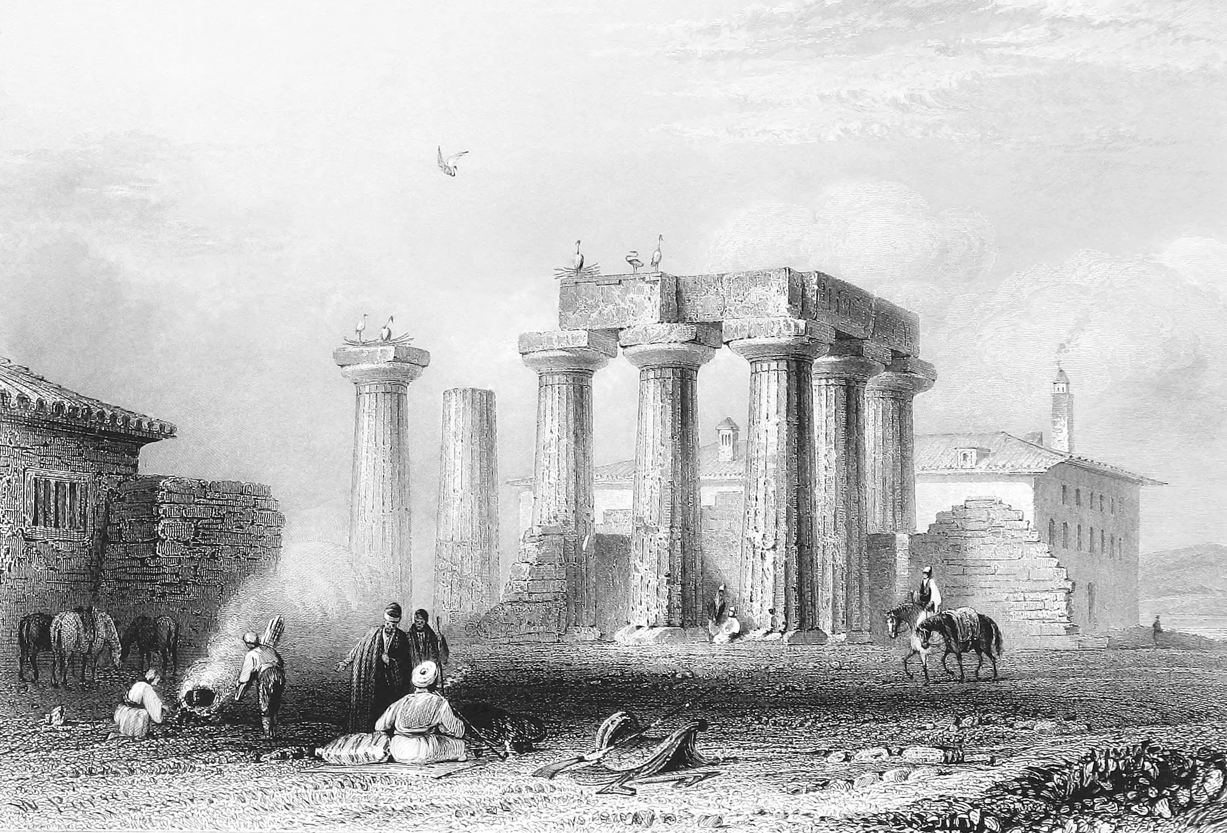 In Corinth stands the Ruins of an Ancient Temple