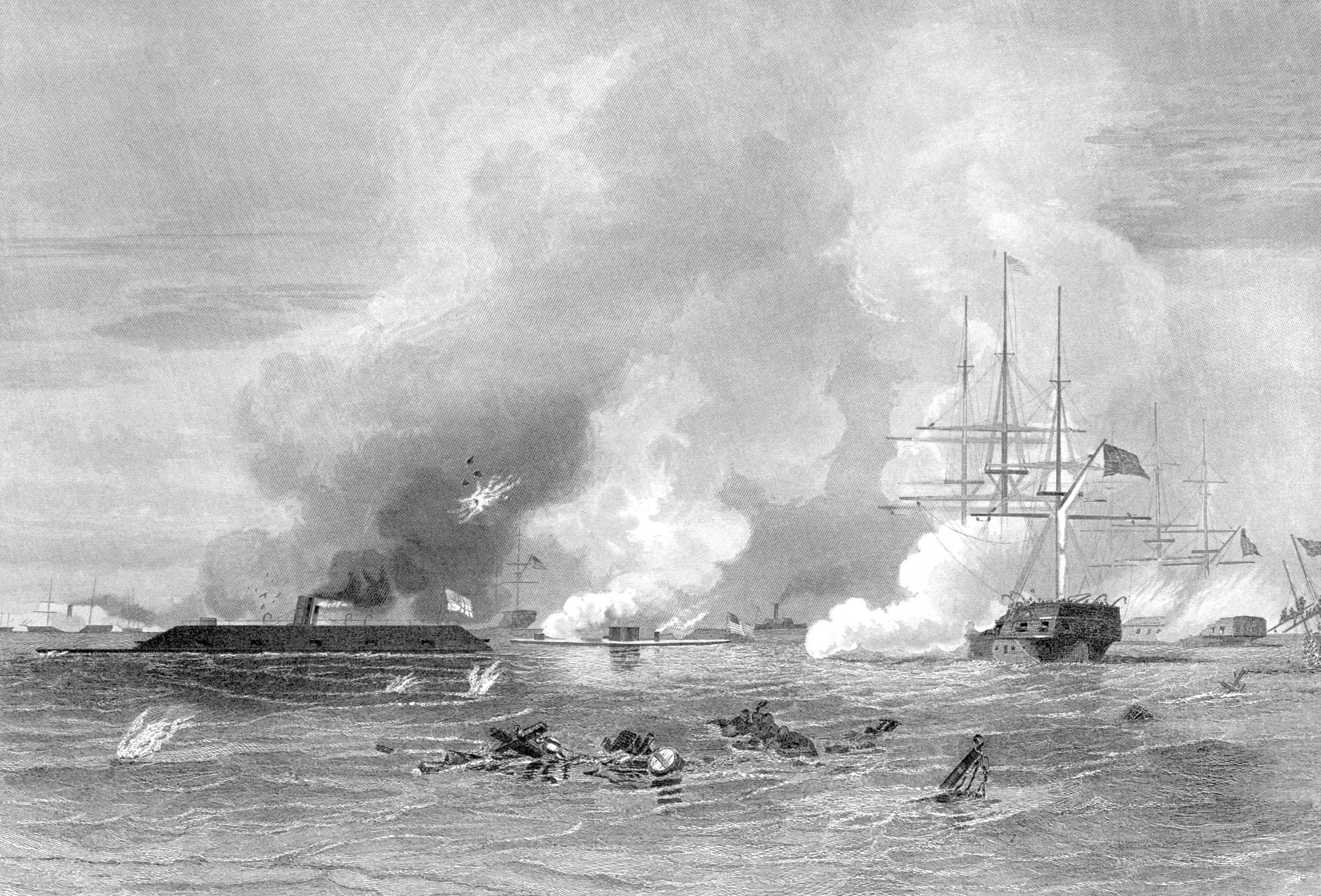 Naval Conflict in Hampton Roads-Action Between the Monitor and Merrimac