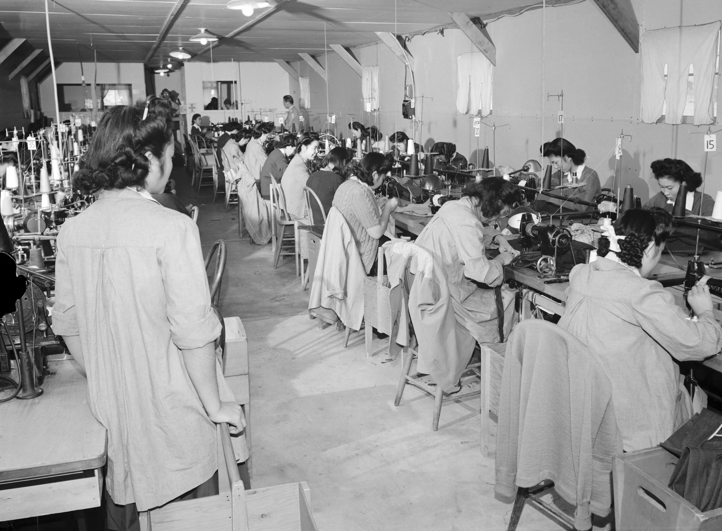 Sumiko Shigematsu, foreman of power sewing machine girls, Manzanar Relocation Center, California