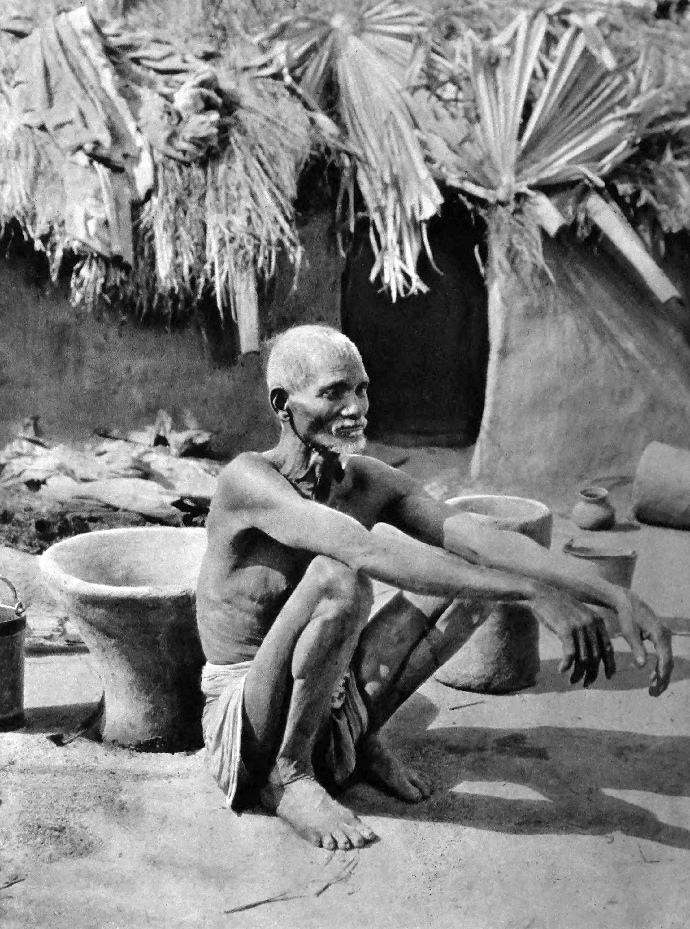 Poor Farmer before his hut in Patna