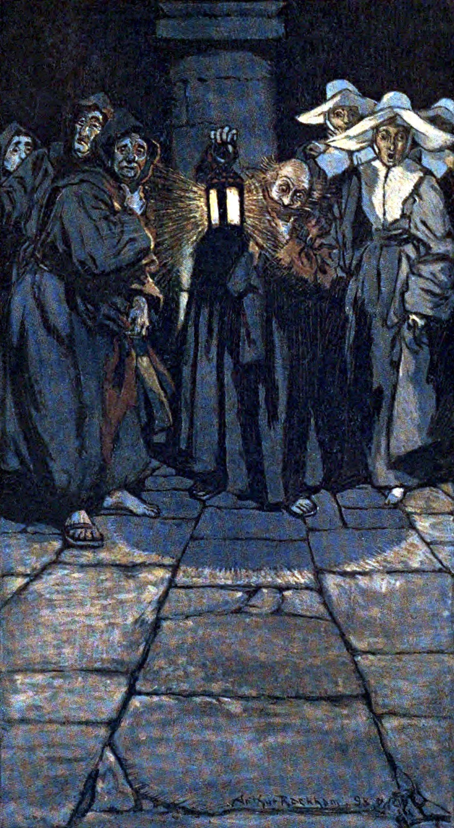 The Monks and the Nuns in the dead of night. Tumble, all of them, out of theird beds in affright