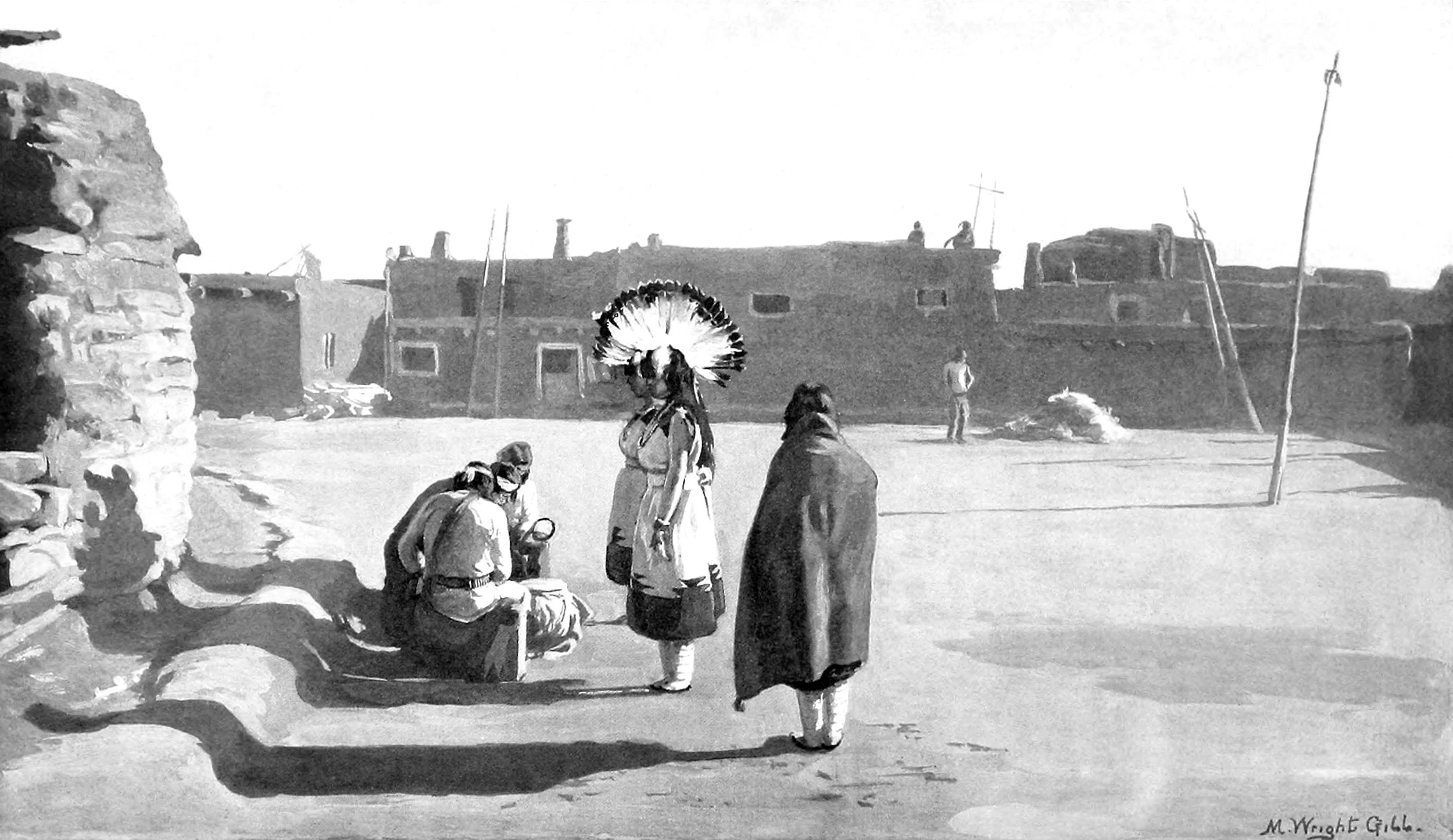Pa'Mosono'Kia and two Ha'Shiya Dancers in plaza