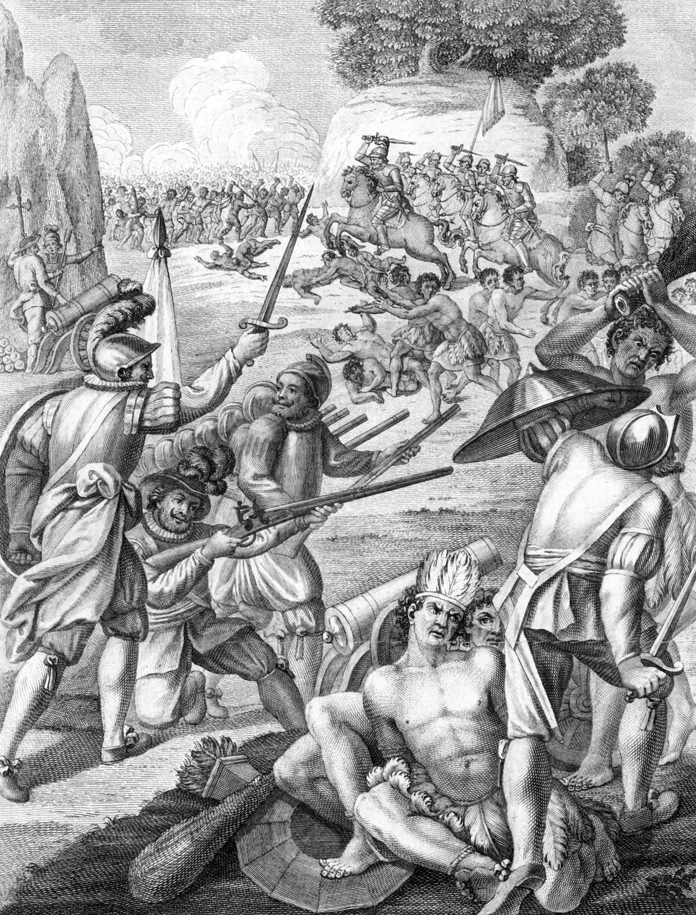Cortes' fight with the natives of Tabasco, and obtains from them a complete victory