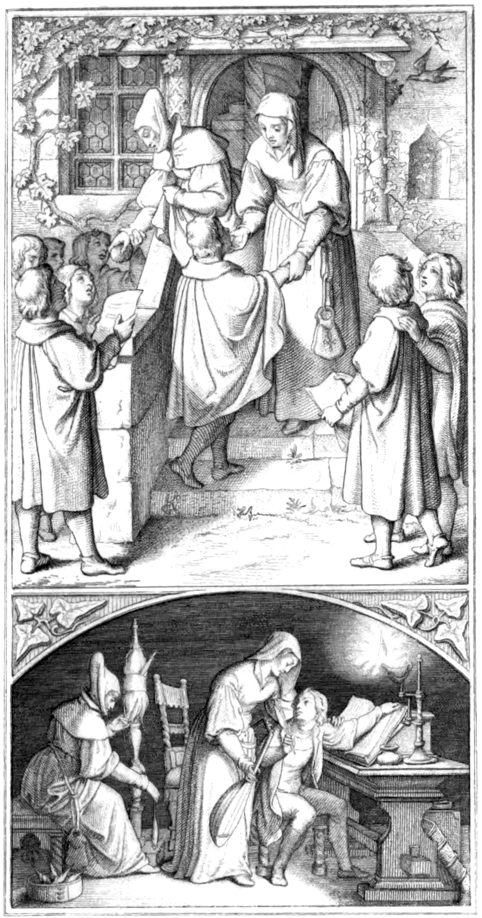 Luther, in his schooldays, sings before the House of Dame Ursula Cotta, at Eisenach