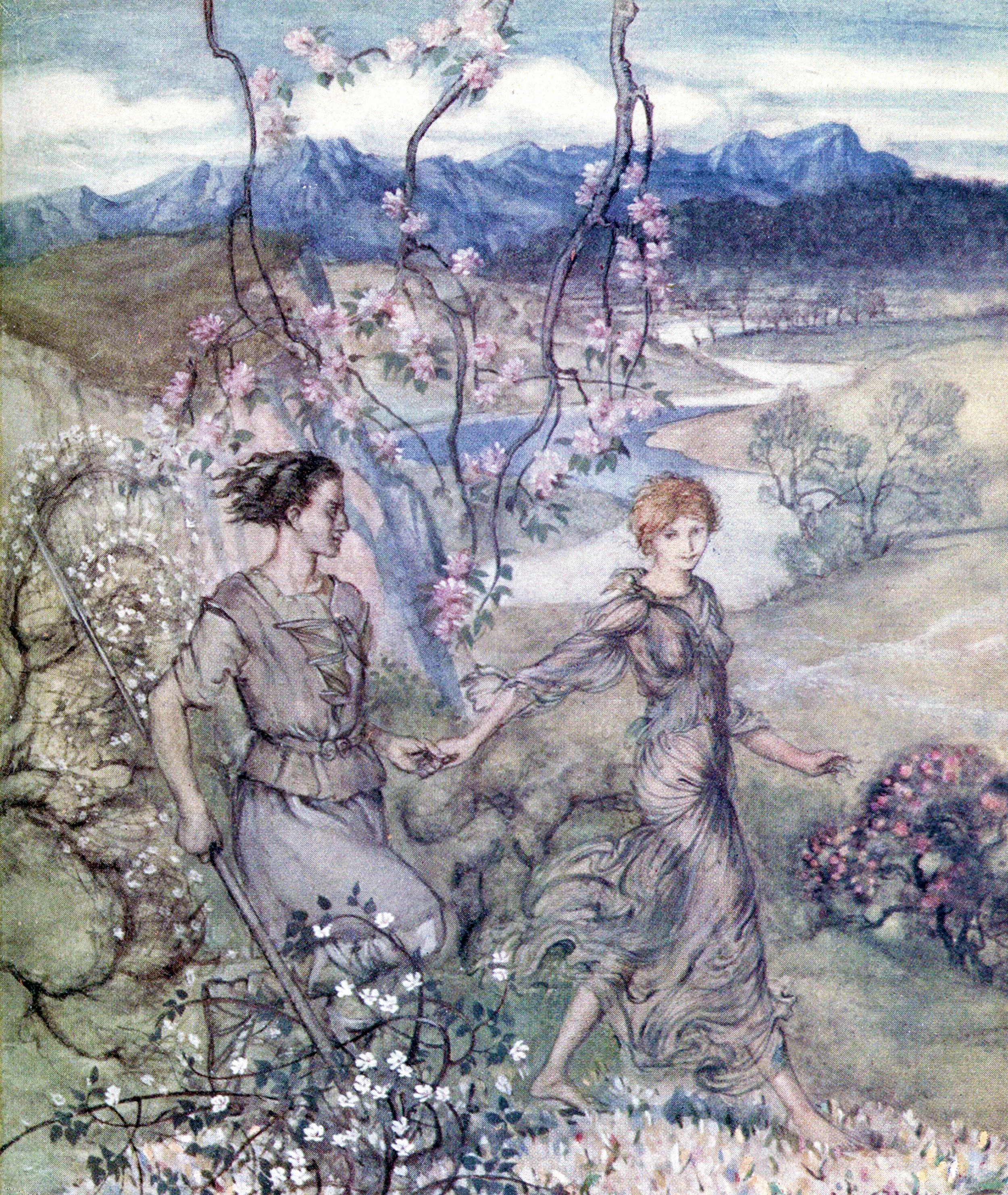 Then they went hand in hand in the country that smells of apple-blossom and honey