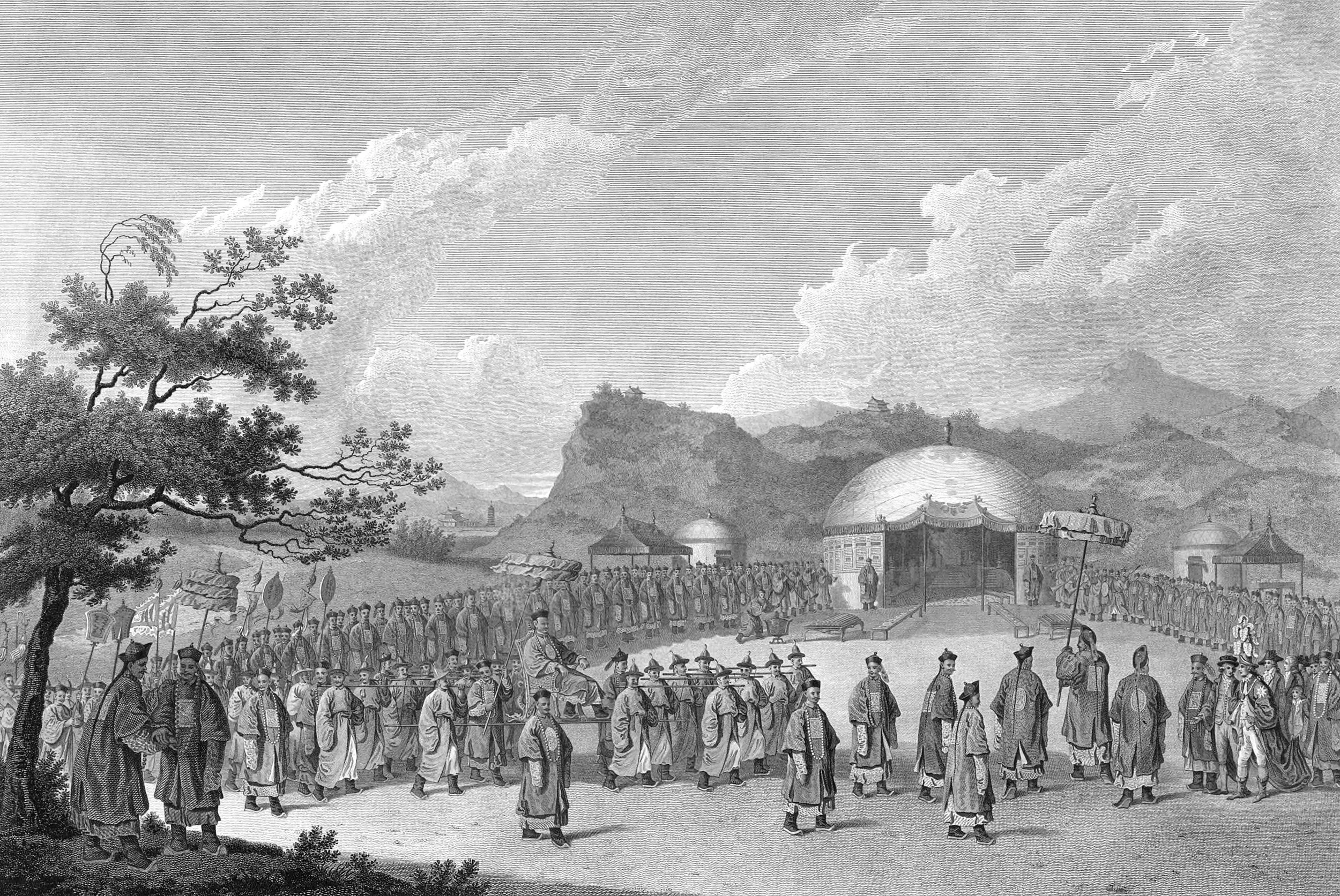 The approach of the Emperor of China to his tent in Tartary, to receive the British Ambassador
