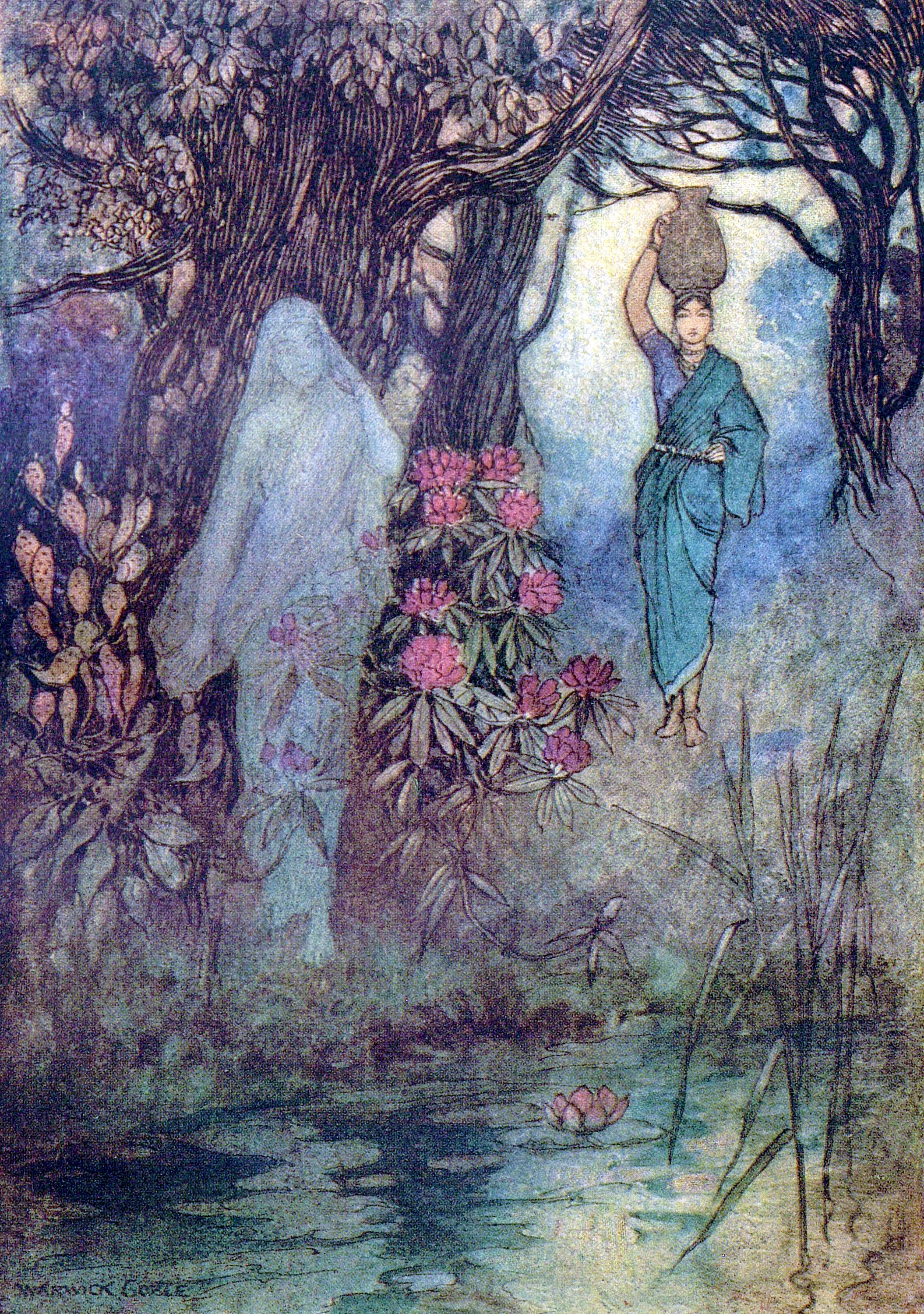 The Brahman's wife had occasion to go to the tank, and she went she brushed by a Sankchinni