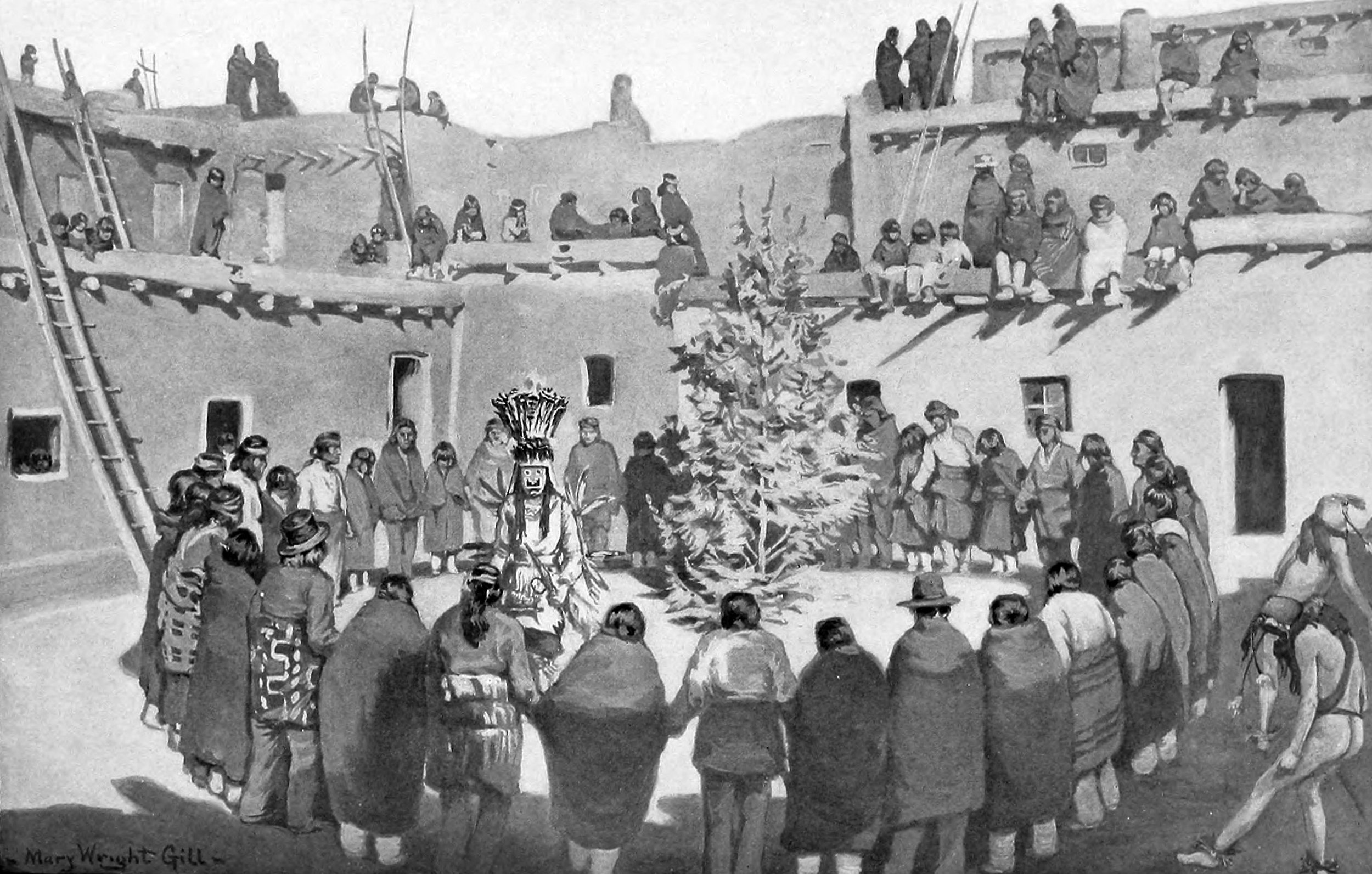 Shumai'Koli and Sai'Apa gods in plaza, Circle Dance