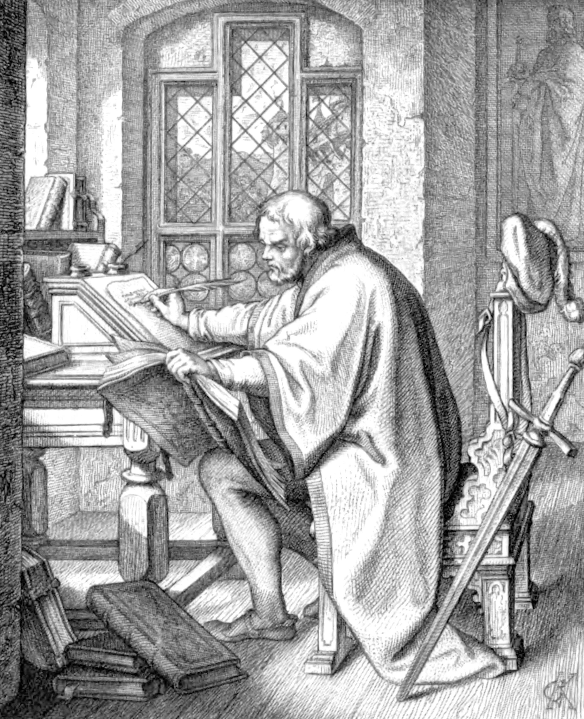 Luther translating the Bible at Wartberg