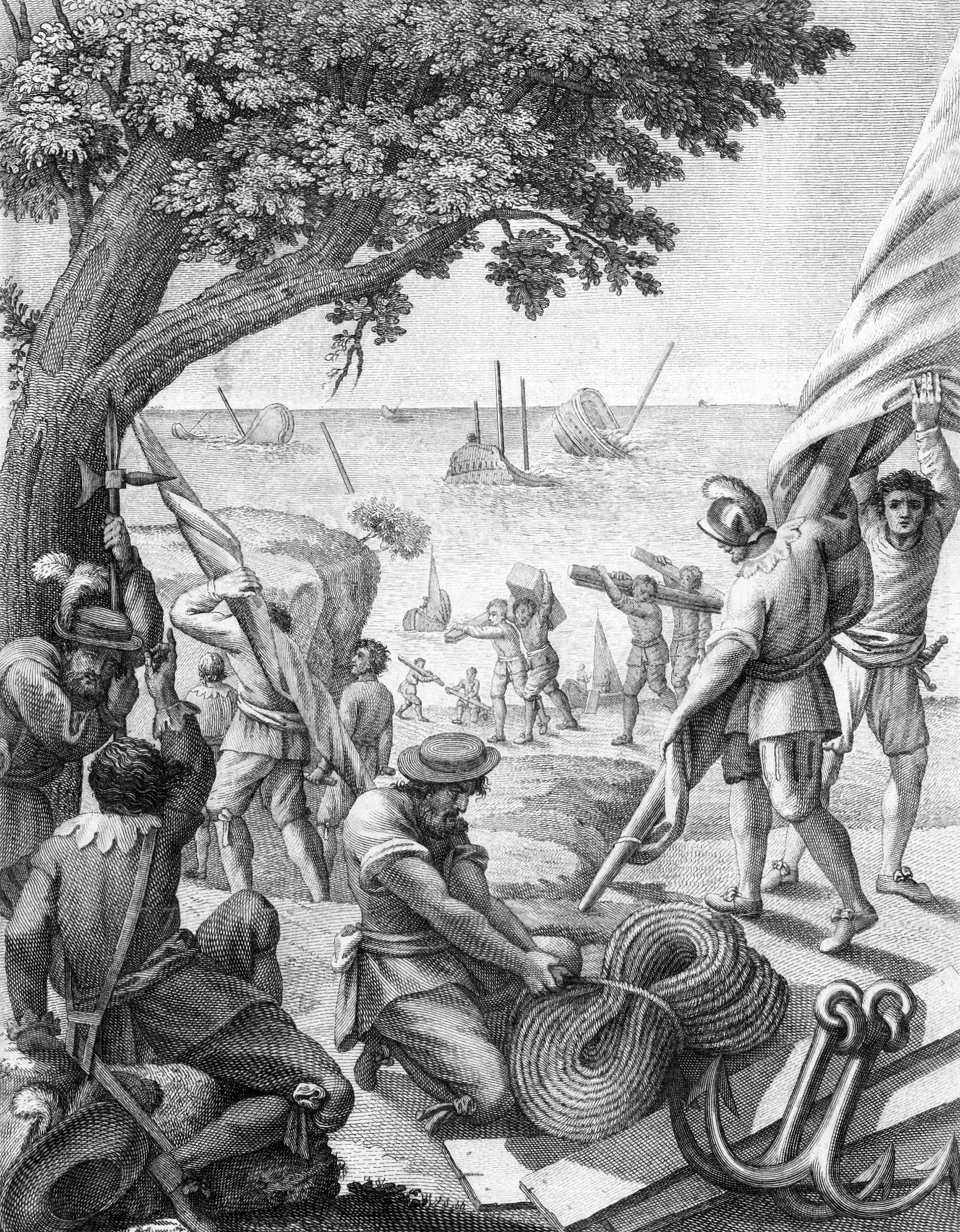 Cortes makes the cross with his Armada, and reserves the men, places, and other supplies
