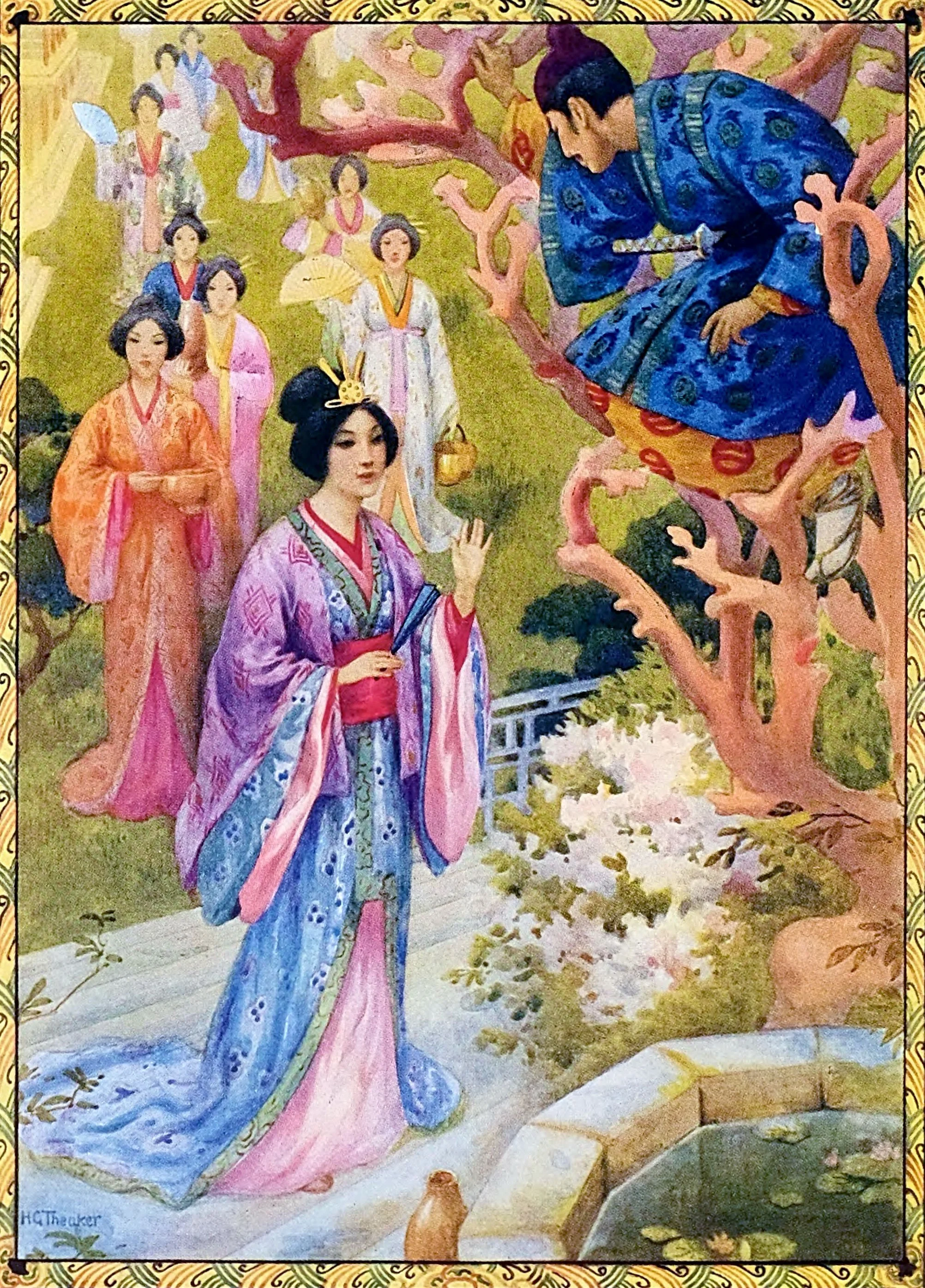 Princess Pearl was delighted at the sight of the Young Prince-from The Princess Hinode and Irihi