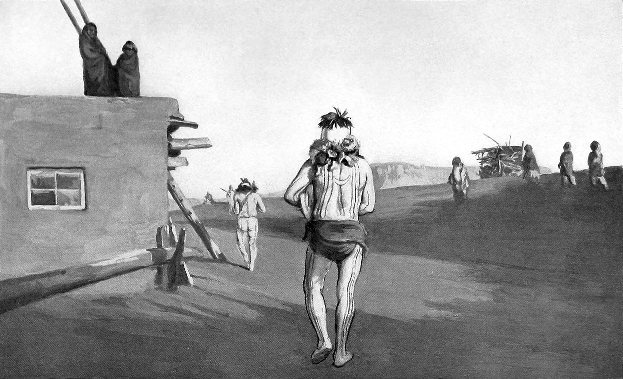 He'Hea gods on their way to ceremonial chamber of U'Huhukwe (Eagle-Down Fraternity)
