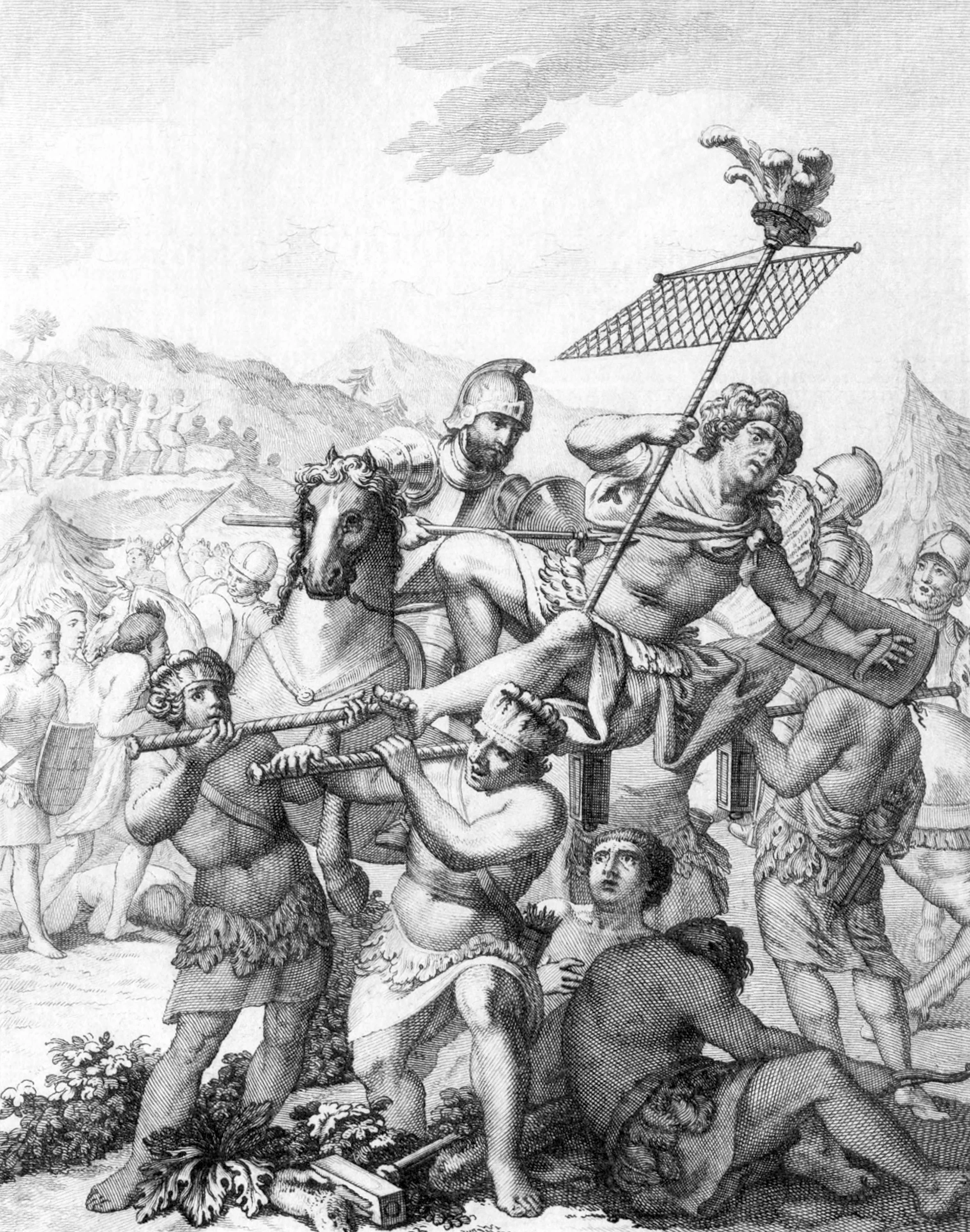 The full power of Mexico fought against Cortes' small army in the valley of Otumba, where the Mexicans were crushed and destroyed