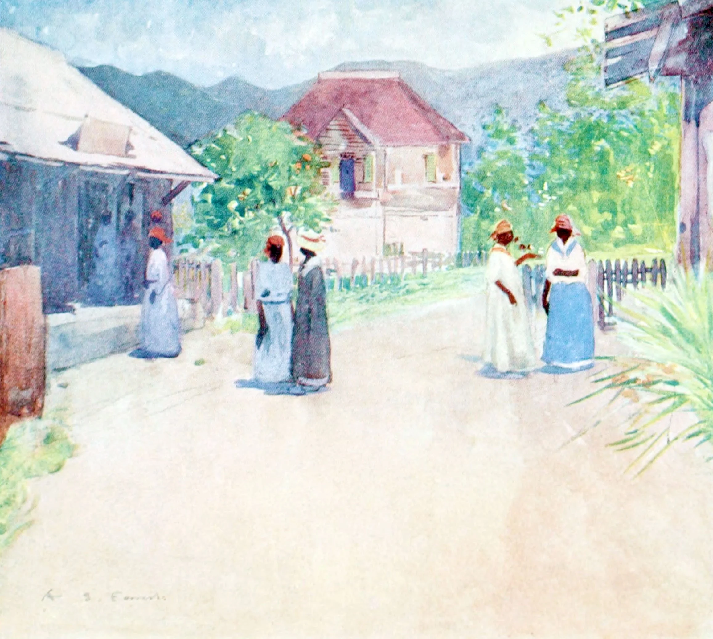 Huts on a Country Road, Jamaica
