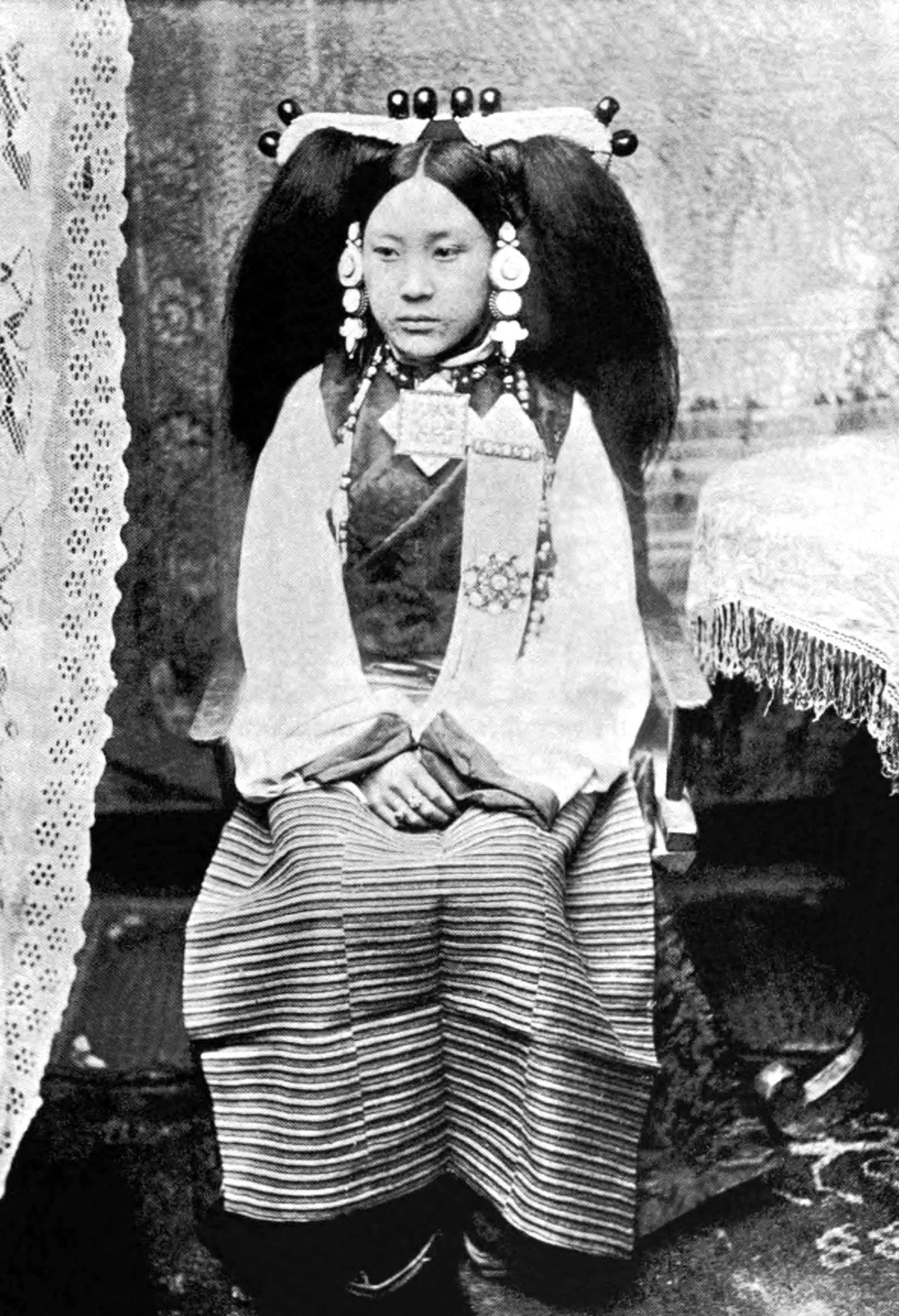 Wife of Lhasa official in gala attire