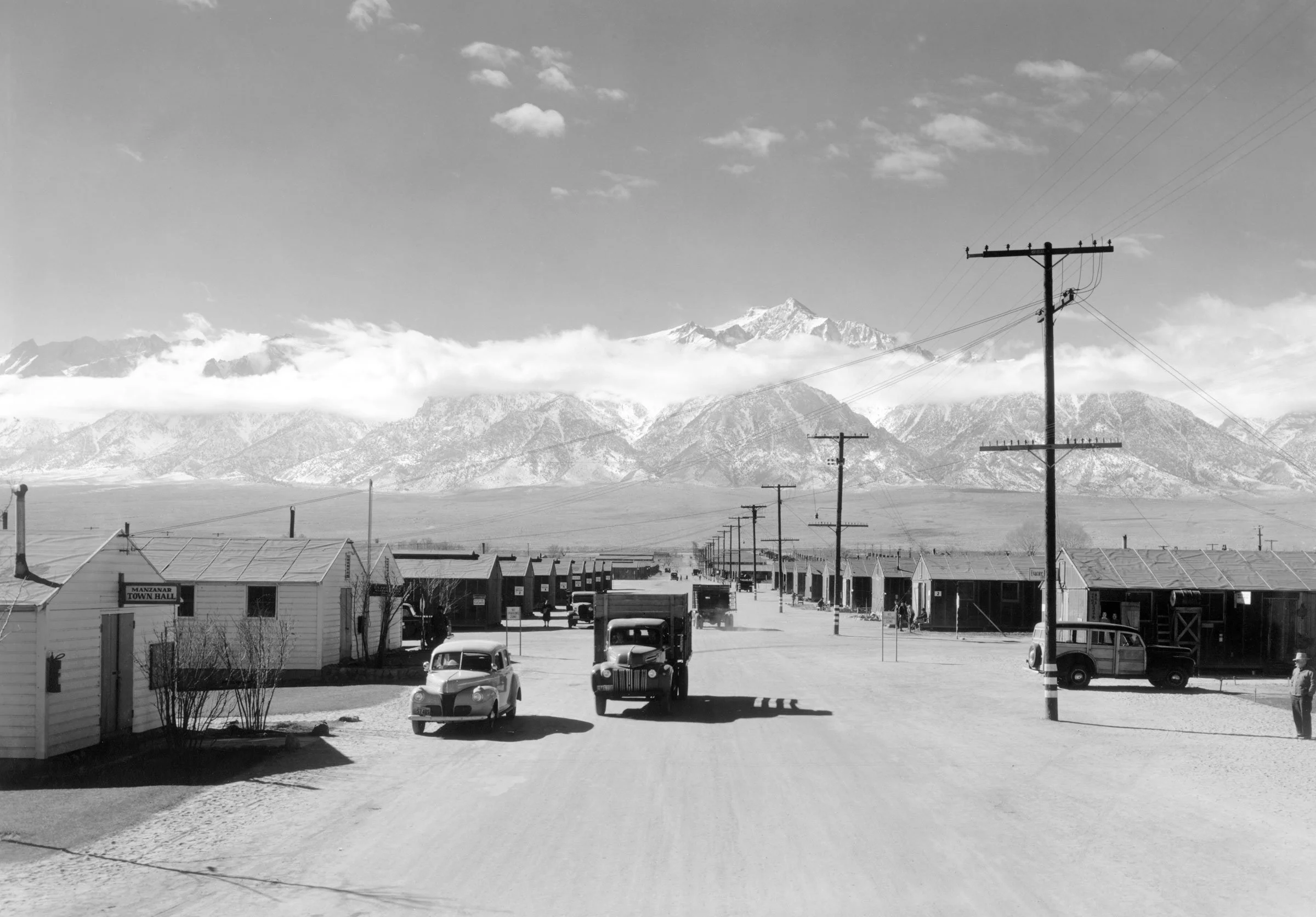 Manzanar street scene, spring, Manzanar Relocation Center