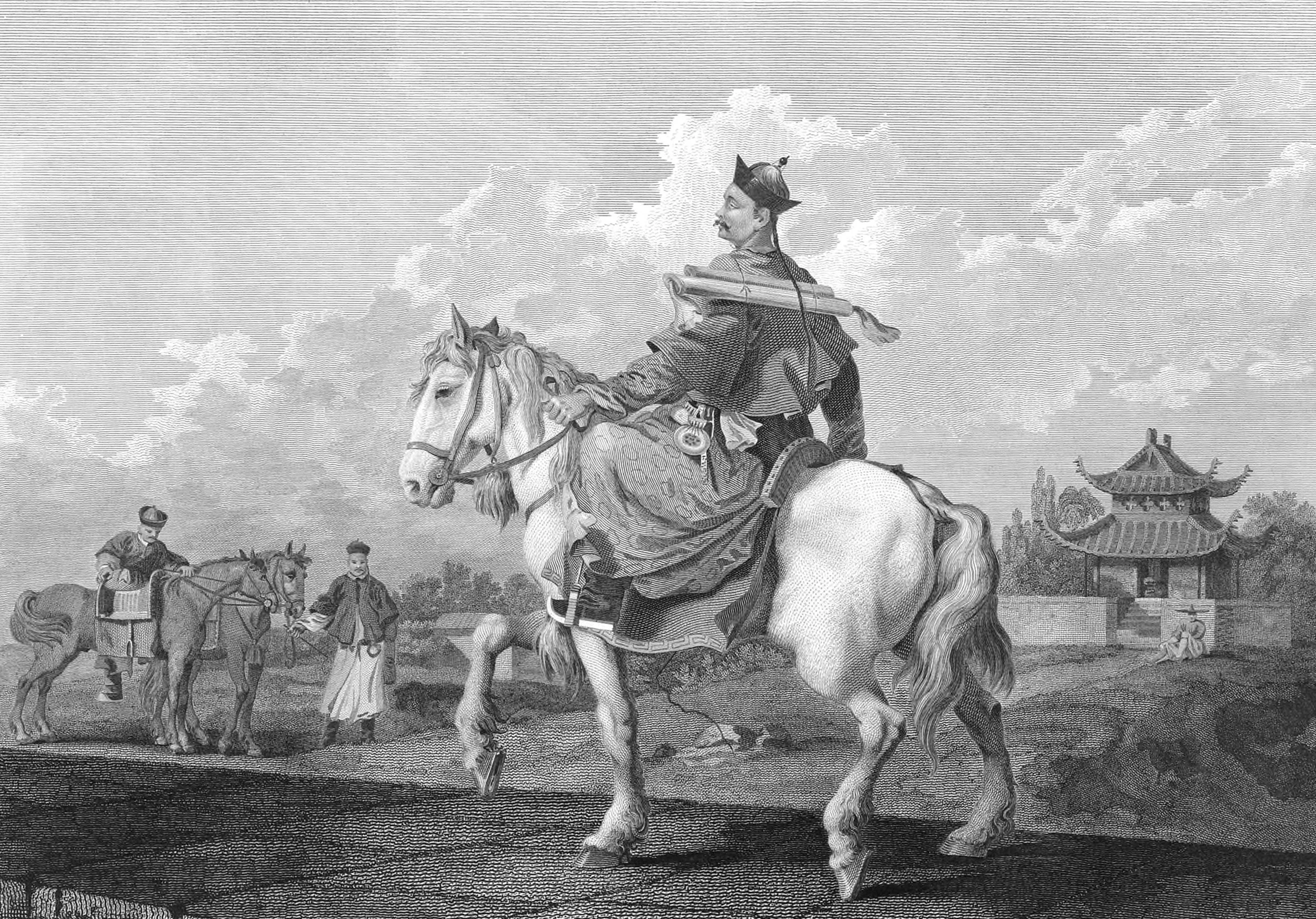 A Quan bearing a letter from the Emperor of China