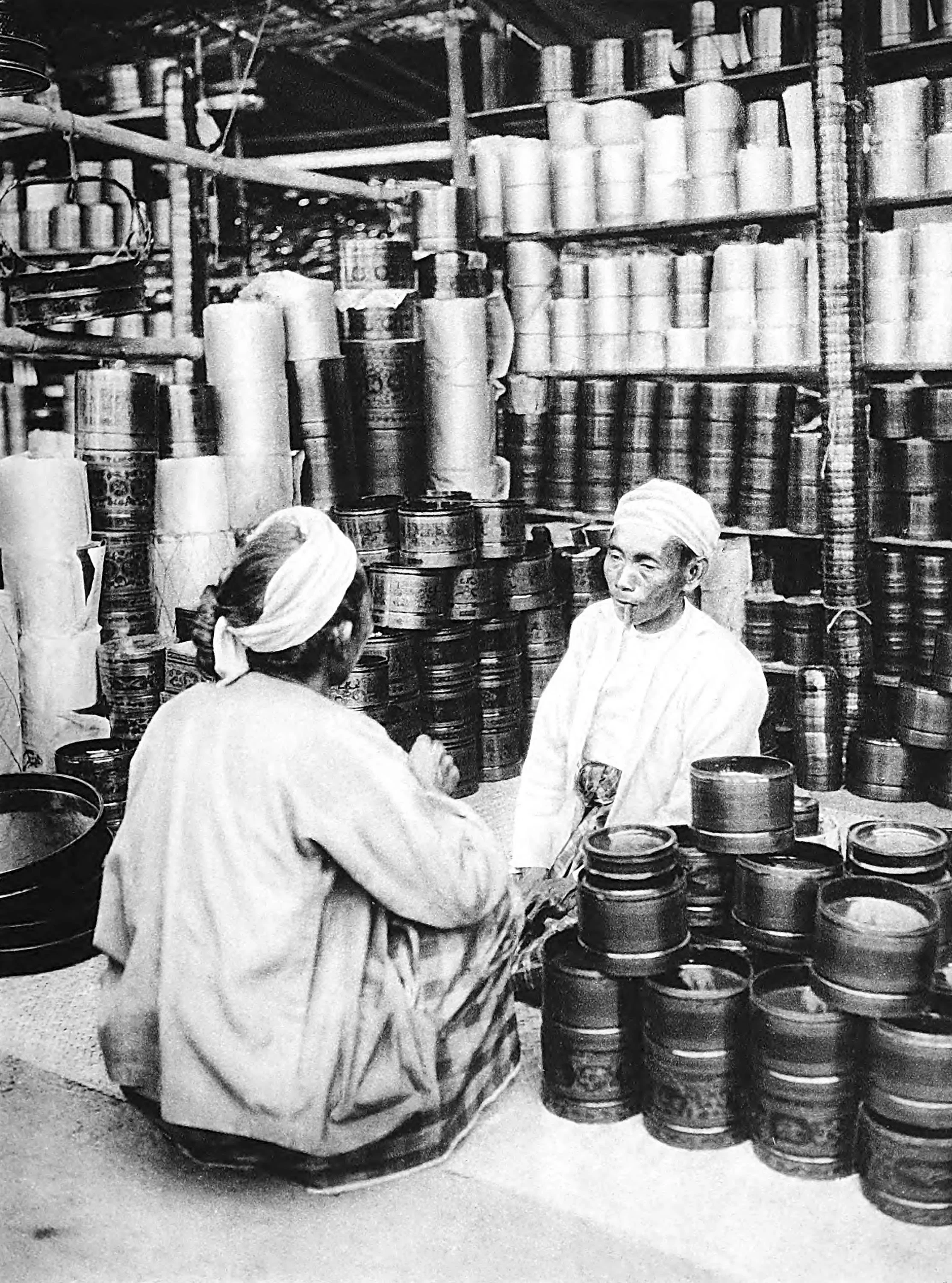 Pagan, Bazar stall with lacquer work
