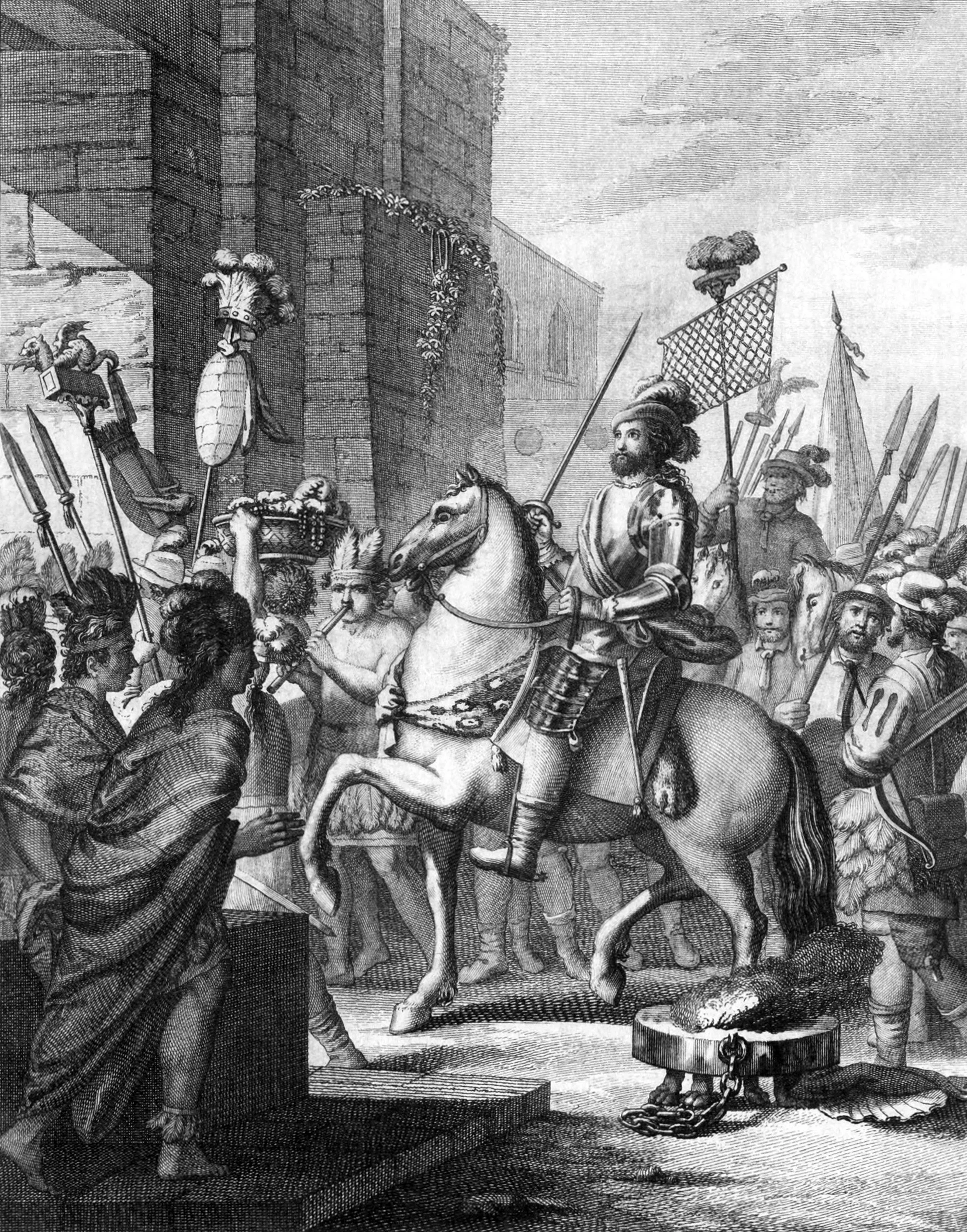 The Army of Cortes enters Triumphantly into Tlaxcala after the Victory of Stumba