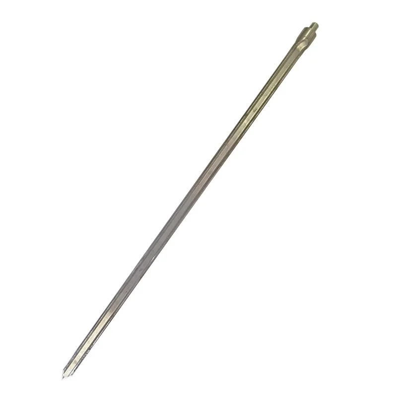 A metallic, elongated, shielded tool, likely a tire iron or pry bar, with a flat tip on one end.