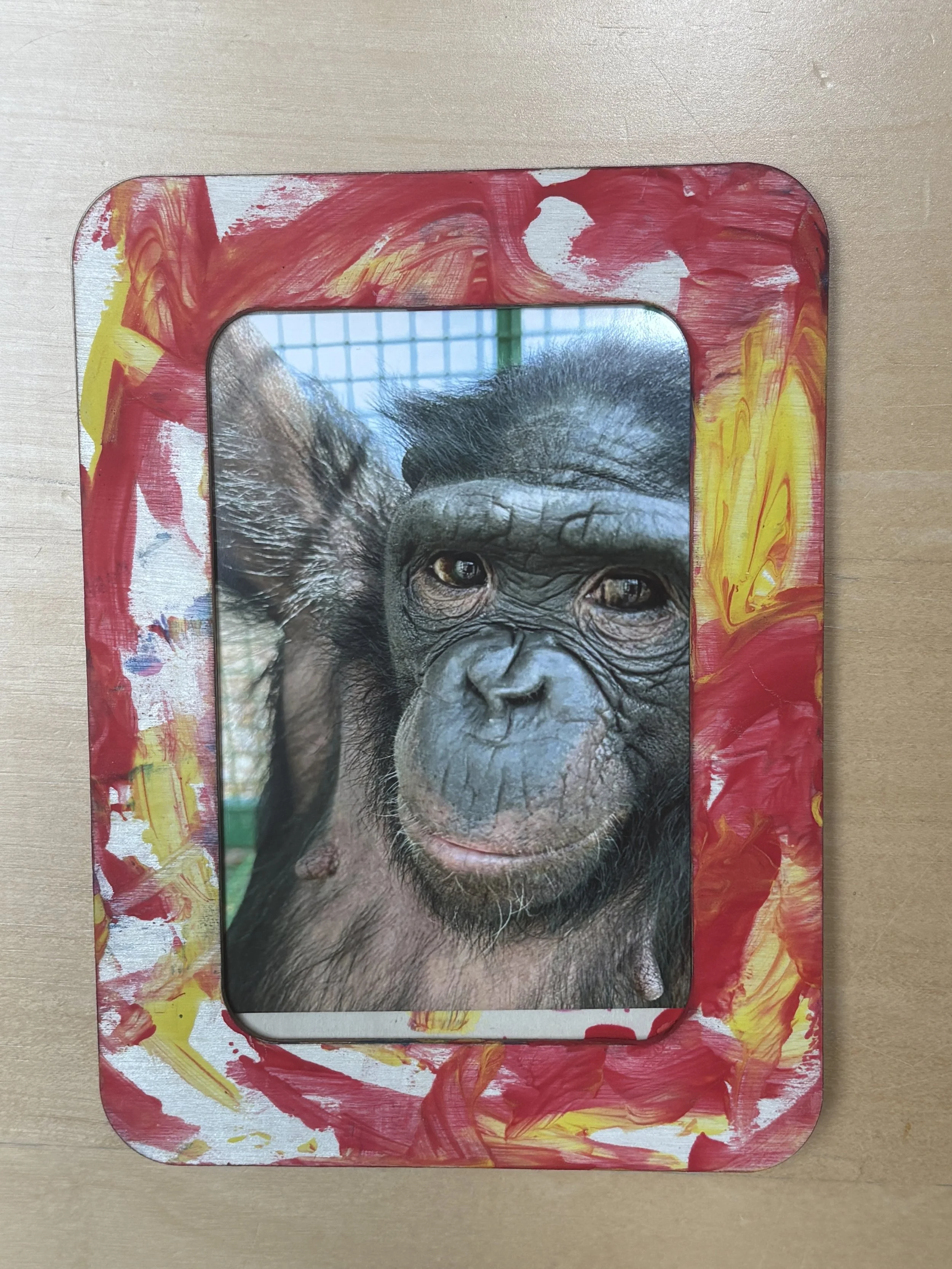 Mali Painted Frame and Photo - Red