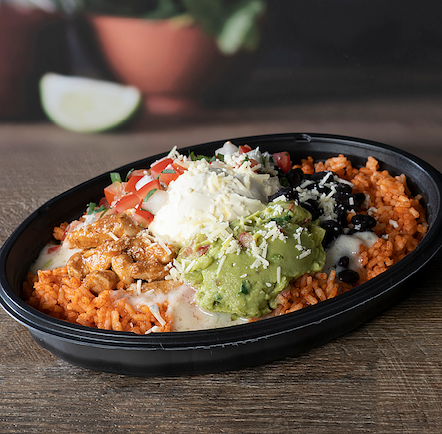Power Bowl  Your choice of protein, seasoned black beans, guacamole, sour cream, fiesta salsa, shredded cheese, creamy ranch sauce and seasoned rice, packed into a seriously powerful bowl.