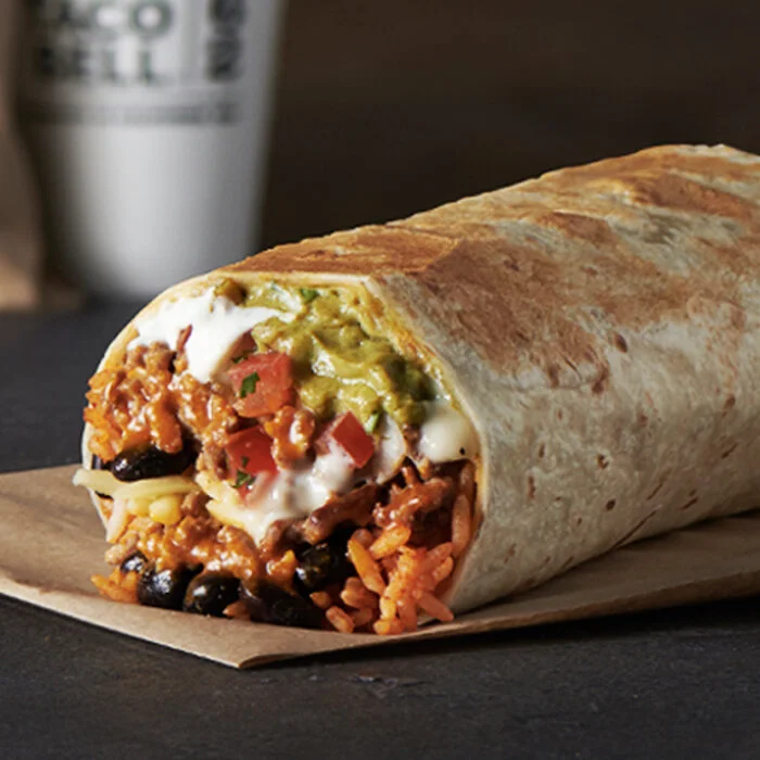 Grande burrito  Loaded with your choice of filling, guacamole, cheese, fiesta salsa, black beans, Mexican seasoned rice, sour cream and a creamy ranch dressing!