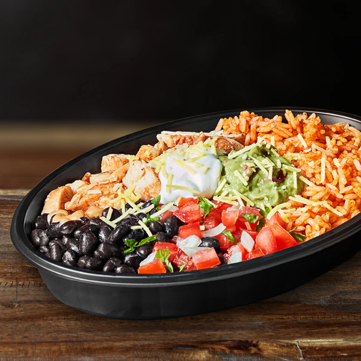 Power Bowl  Your choice of protein, seasoned black beans, guacamole, sour cream, fiesta salsa, shredded cheese, creamy ranch sauce and seasoned rice, packed into a seriously powerful bowl.