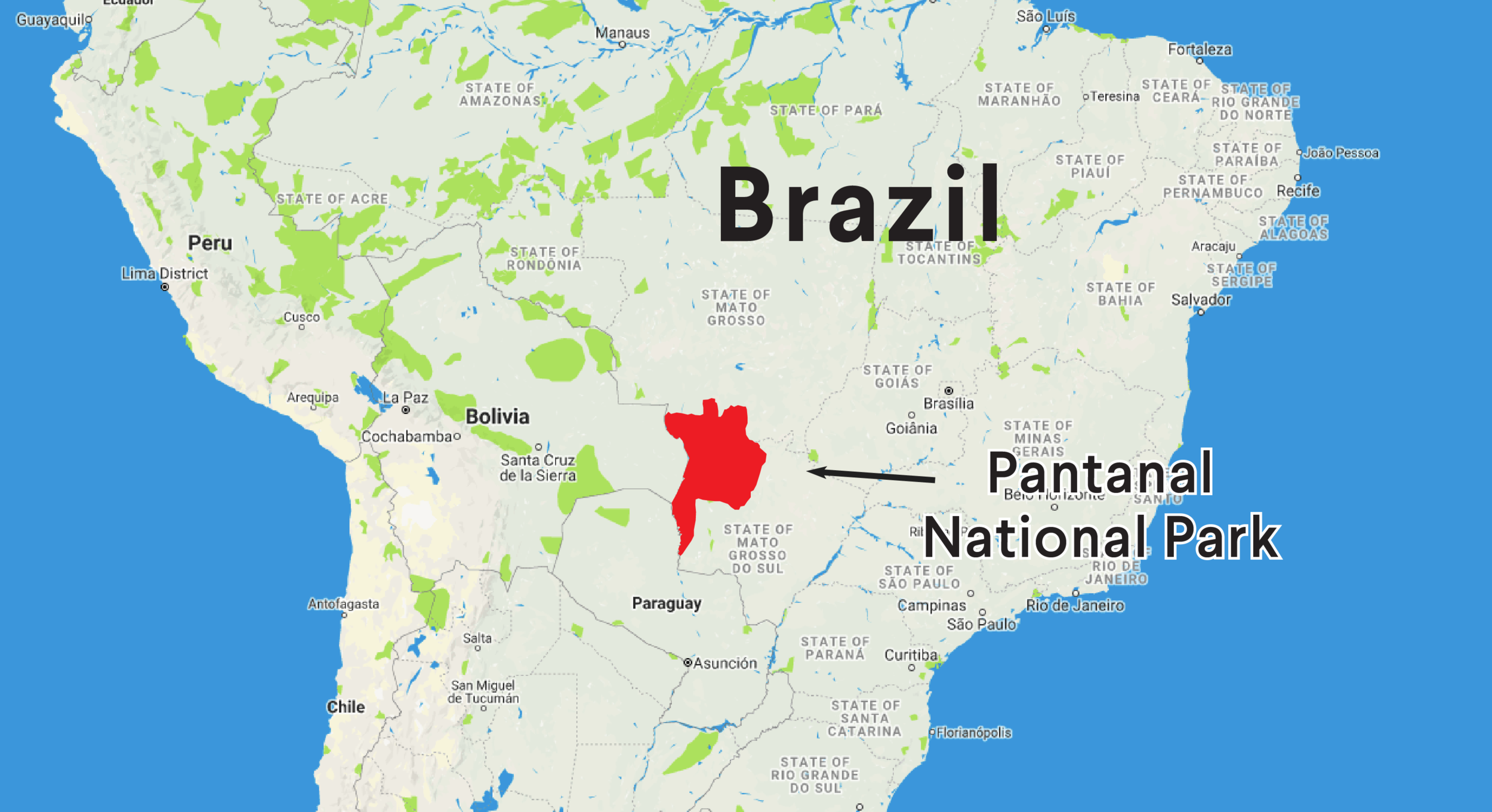 Zoomed out Map of Brazil